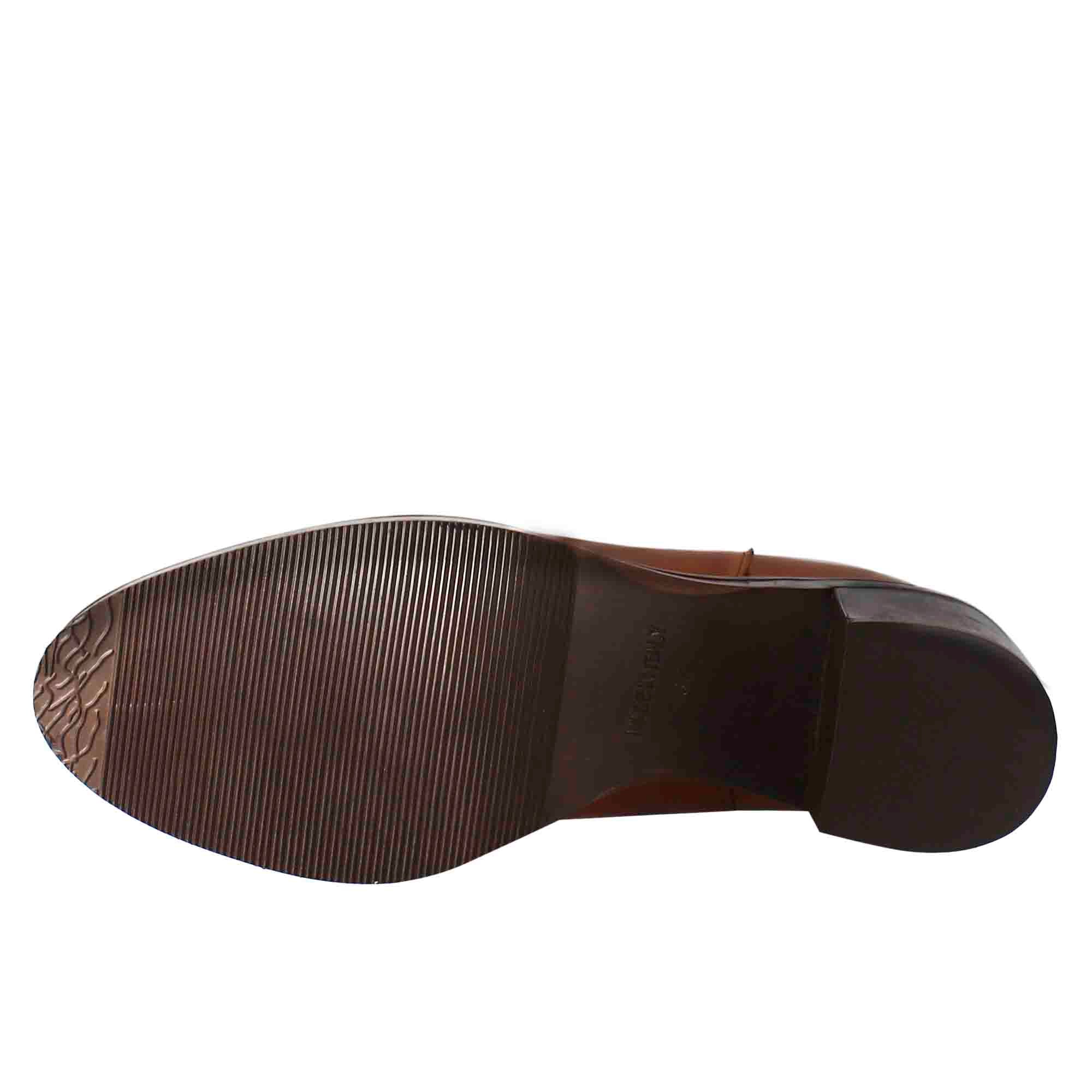 Leonardo Shoes Chelsea stivali donna marrone pelle tacco 5cm