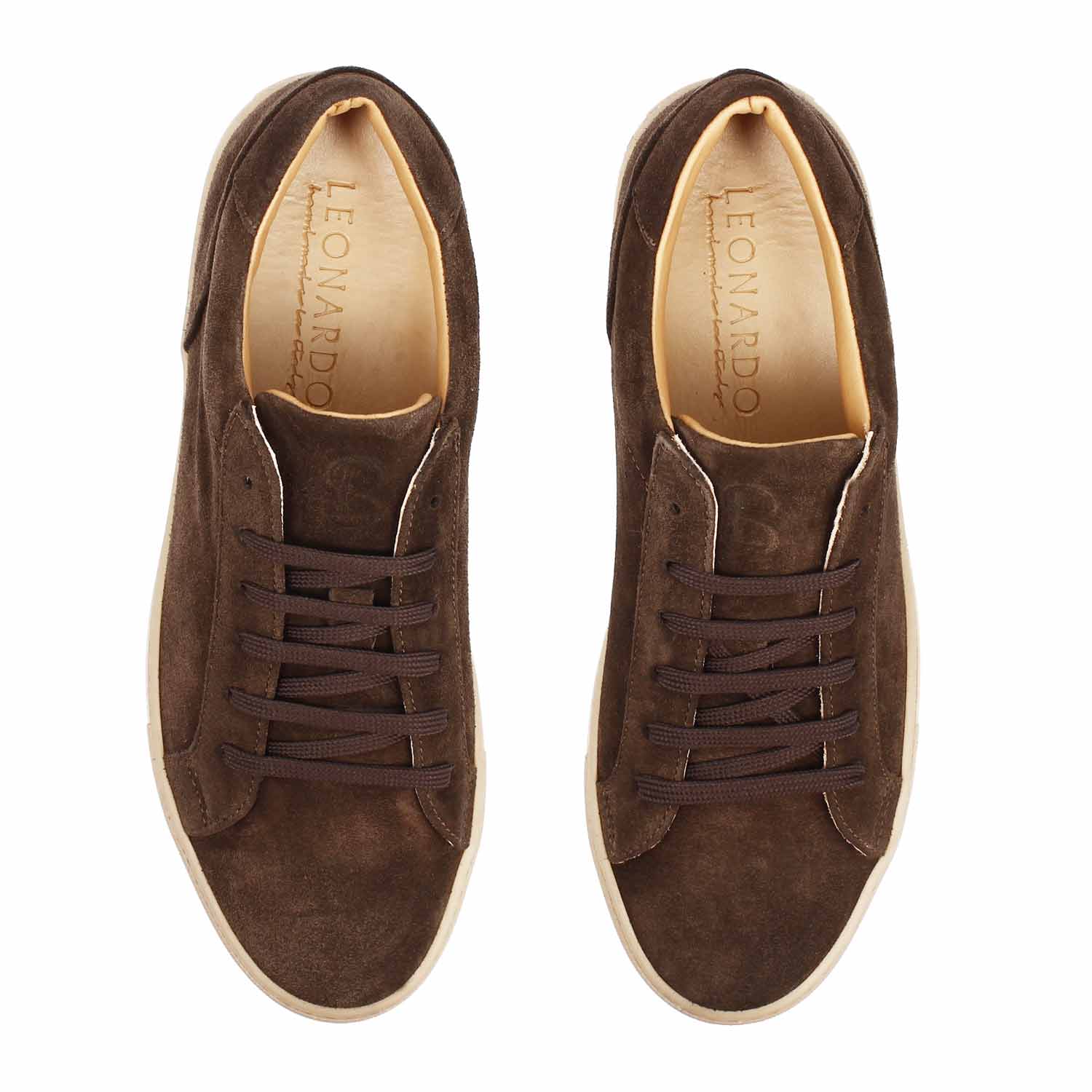 Leonardo Shoes Pitagora sneakers uomo marrone scamosciata