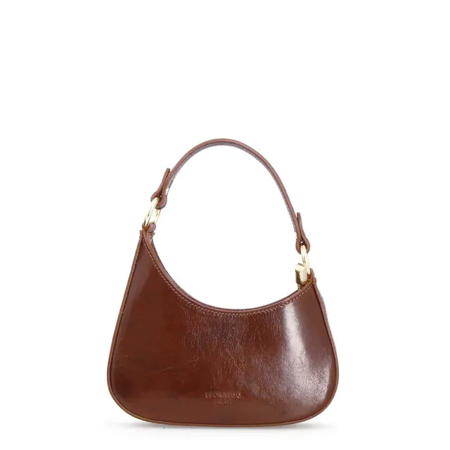 Leonardo Shoes Isotta S borsa mezzaluna marrone pelle