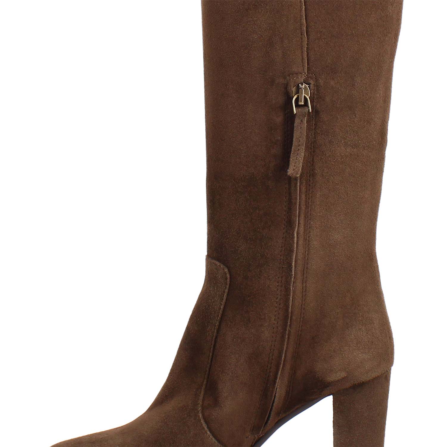 Leonardo Shoes Signoria Stivale Donna Camoscio Marrone Scuro