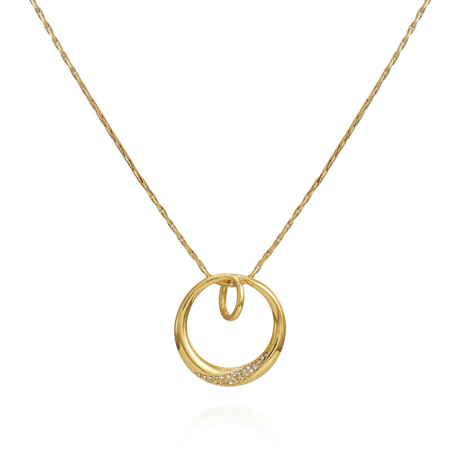 Vince Camuto Collana Oro Ciondolo Cerchio Cristallo Donna