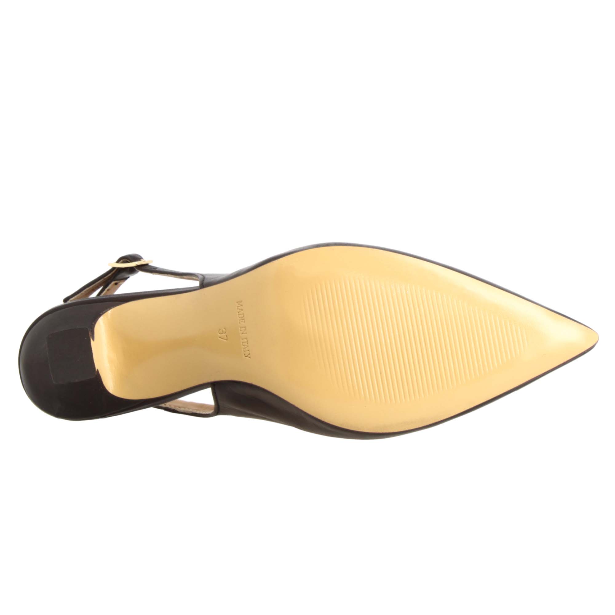 Leonardo Slingback Décolleté Pelle Nero Tacco 9 cm