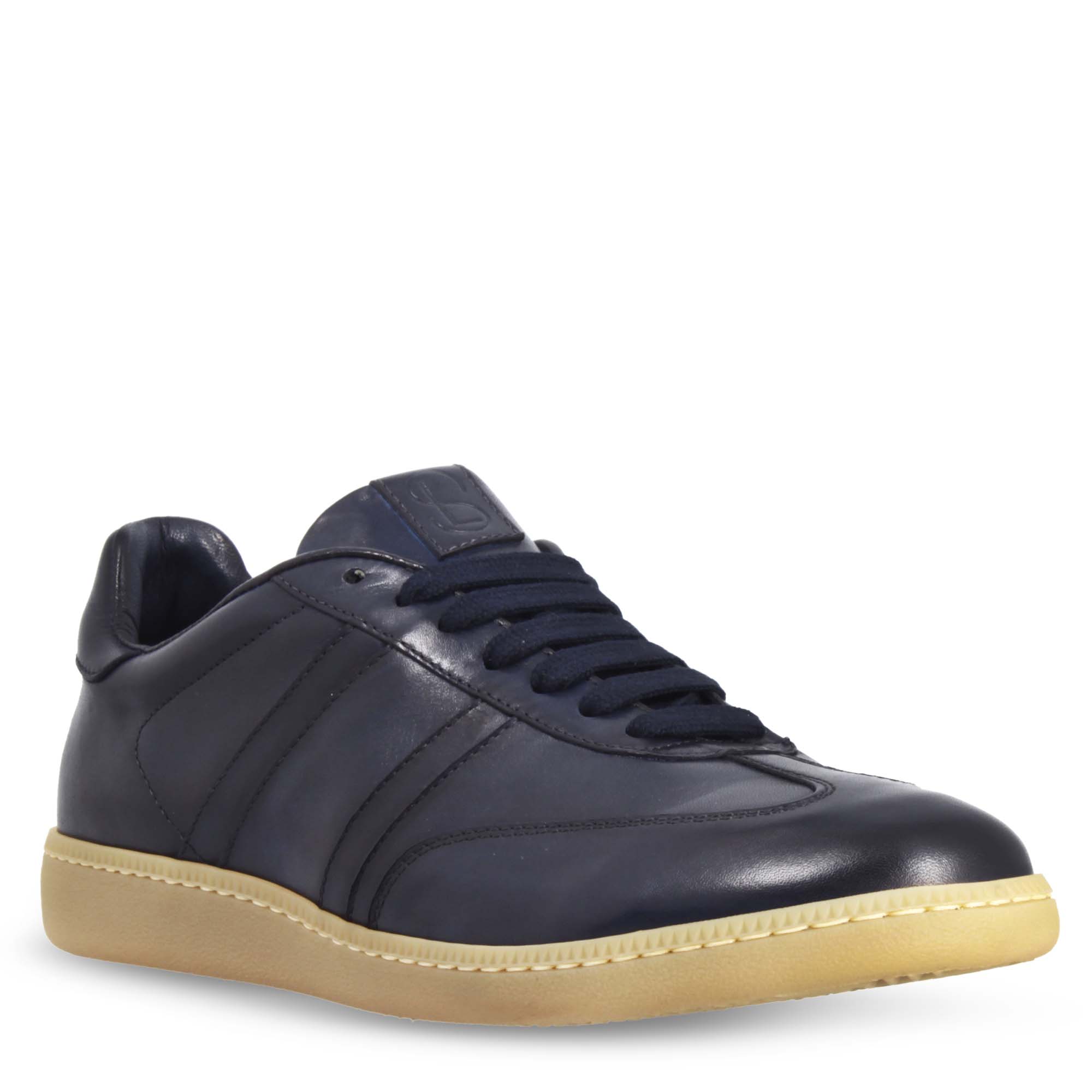 Leonardo Shoes Bizantino sneaker uomo blu pelle suola antiscivolo