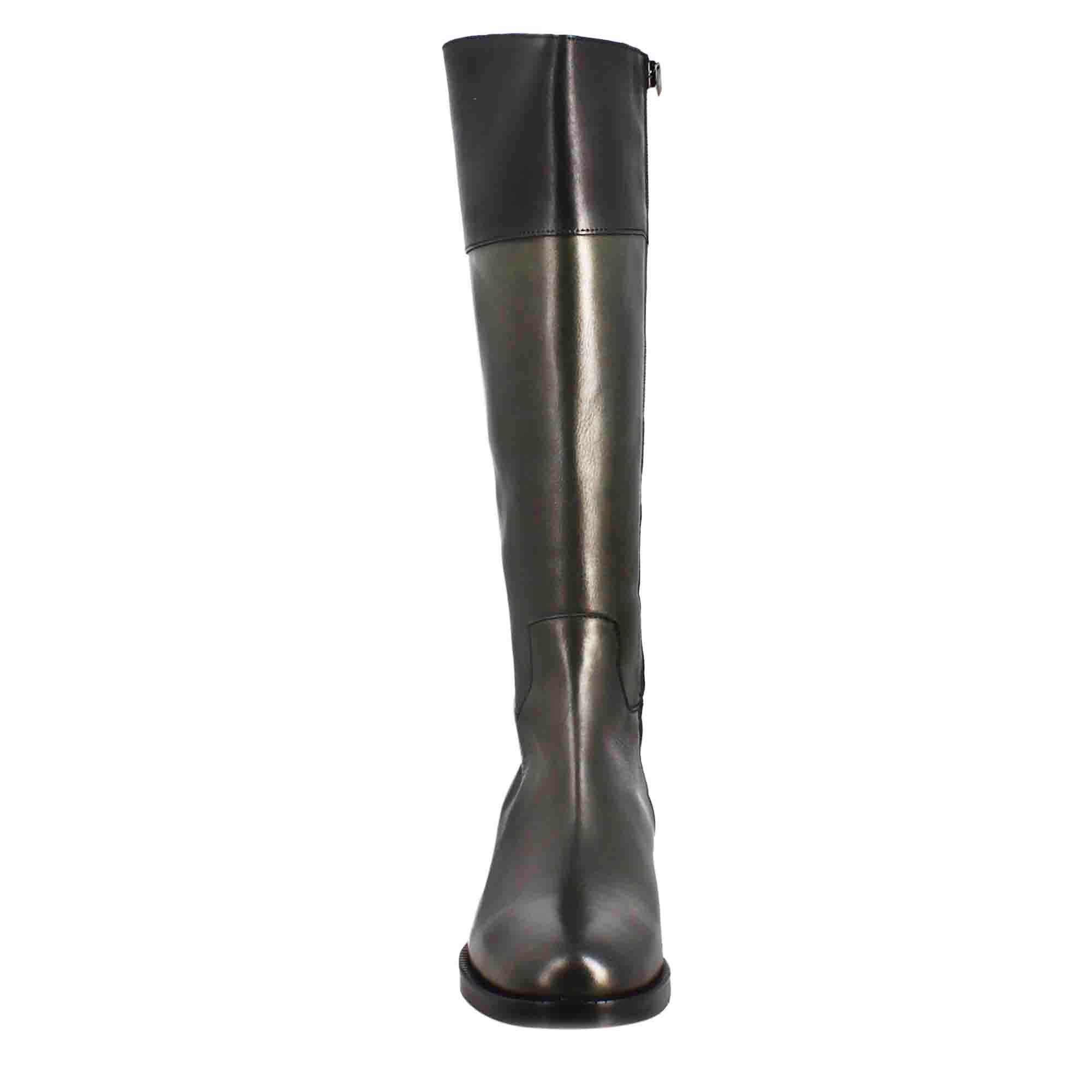 Leonardo Shoes Stivali Donna ginocchio verde nero tacco 3 cm