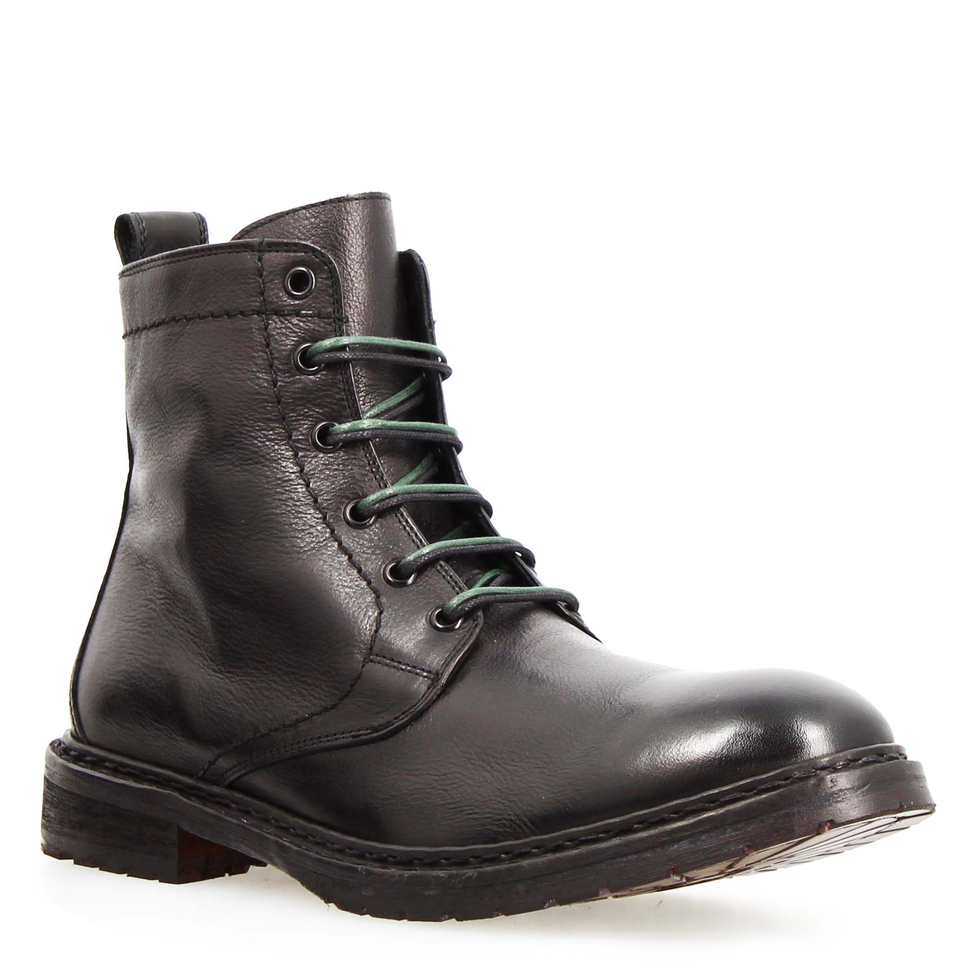 Leonardo Shoes Seneca polacchino nero pelle stringato
