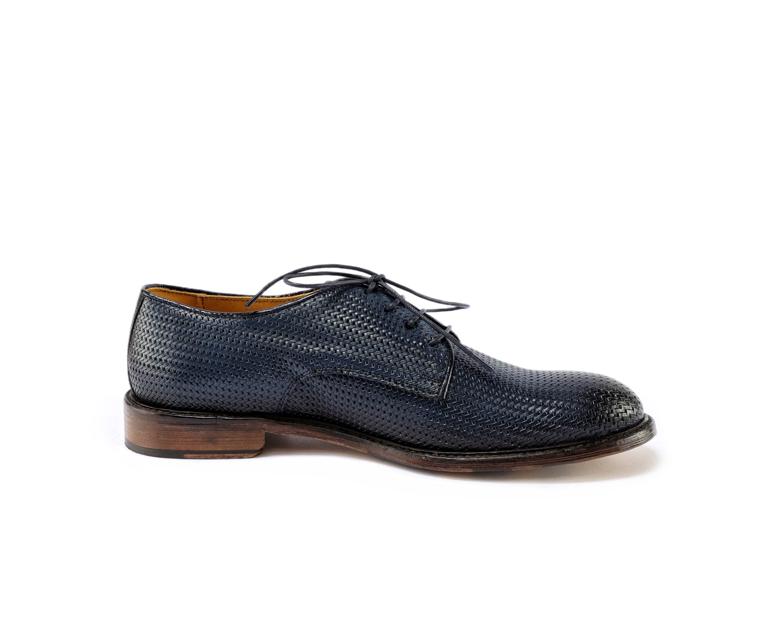 Ton Goût Aurora derby uomo blu vitello stampato