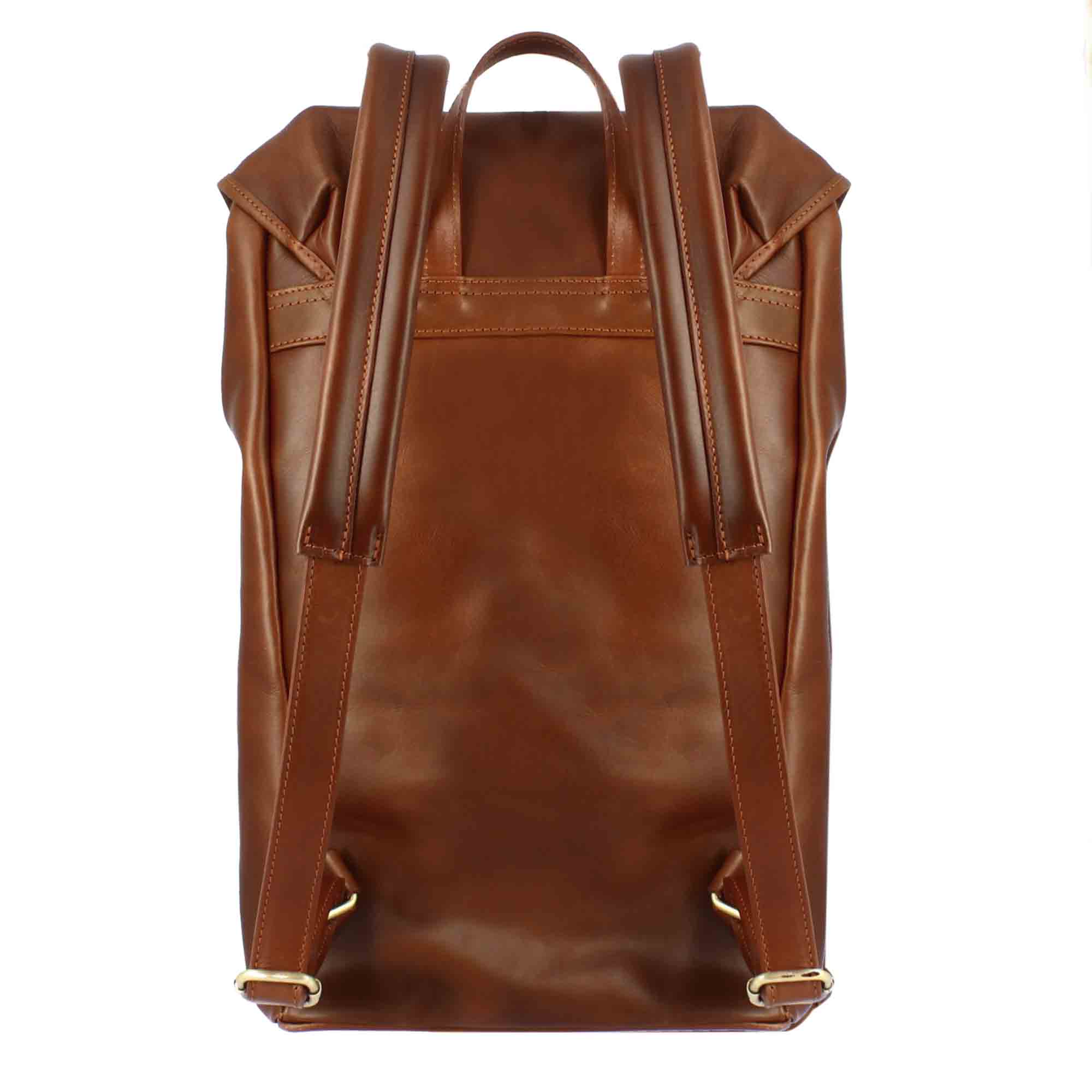 Leonardo Shoes Zaino Uomo Marrone Pelle con Fibbie