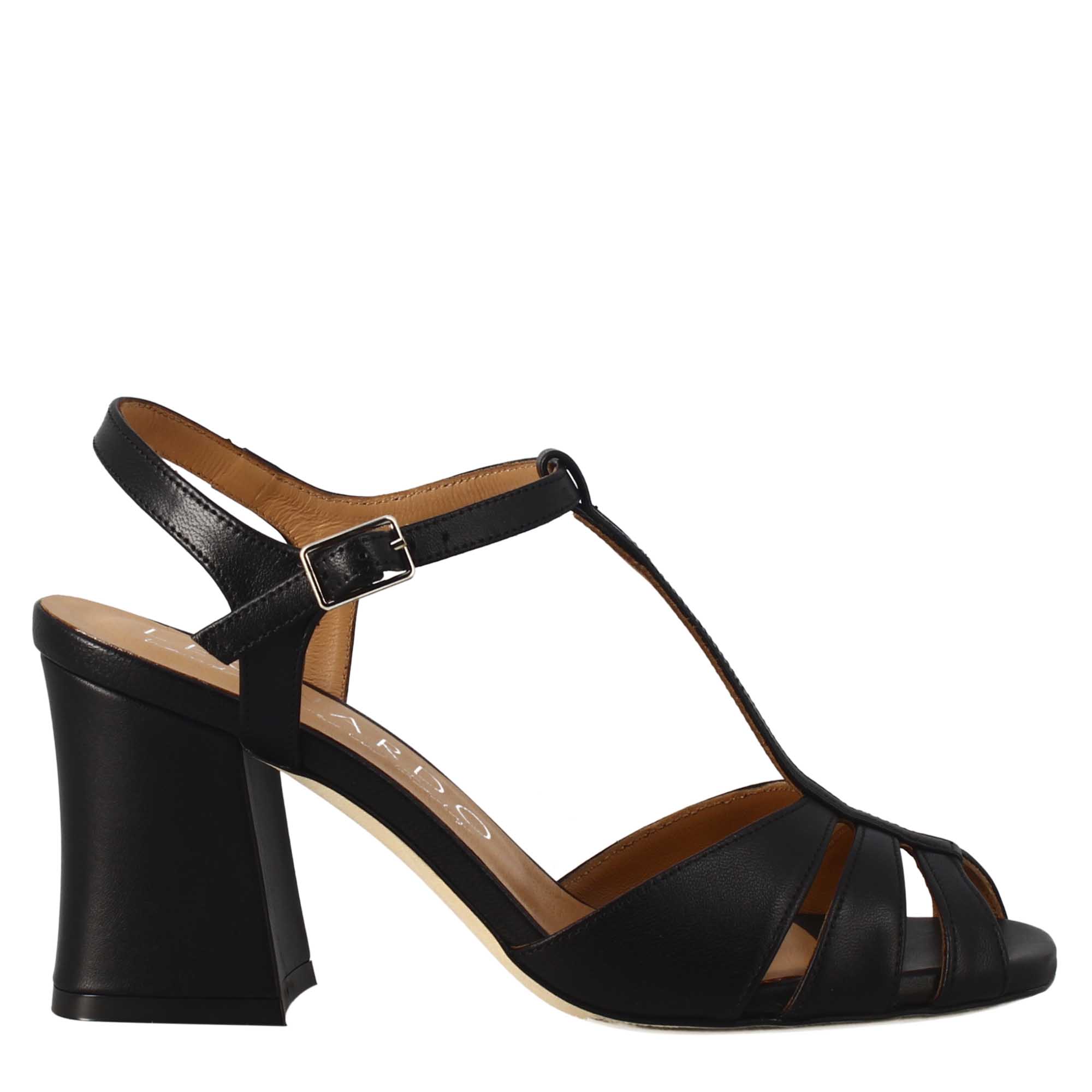 Leonardo Shoes BF-20 Sandali Donna Neri Tacco 8 cm