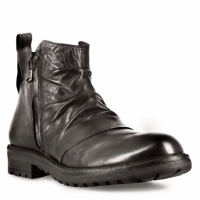 Leonardo Shoes Stivaletti Uomo Pelle Grigio Arricciato