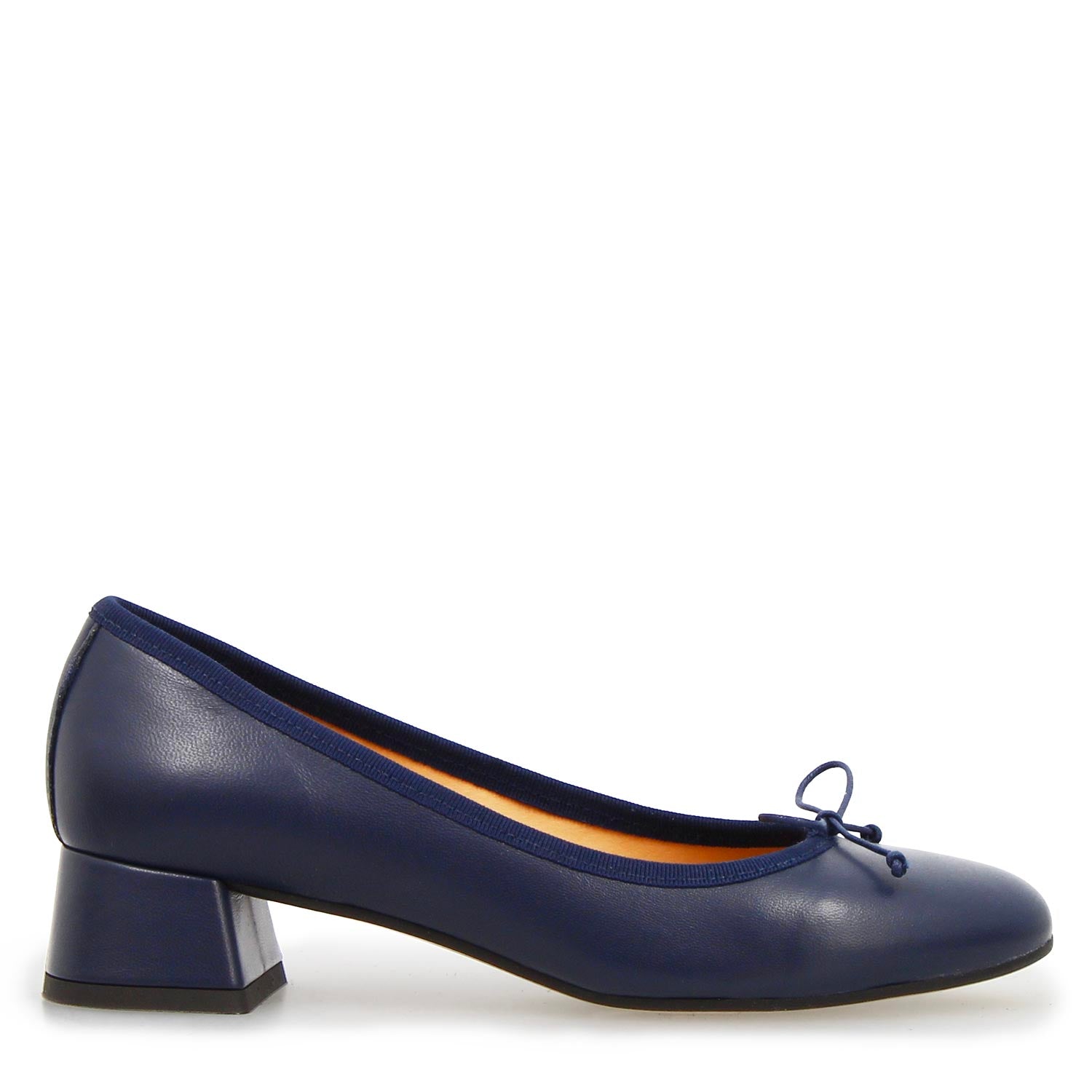 Leonardo Shoes Flaminia F Blu ballerine pelle tacco 4 cm