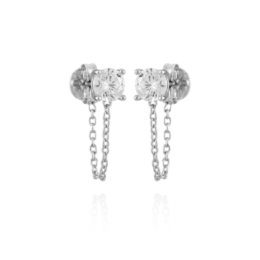 Vince Camuto orecchini pendenti catena cristallo argento