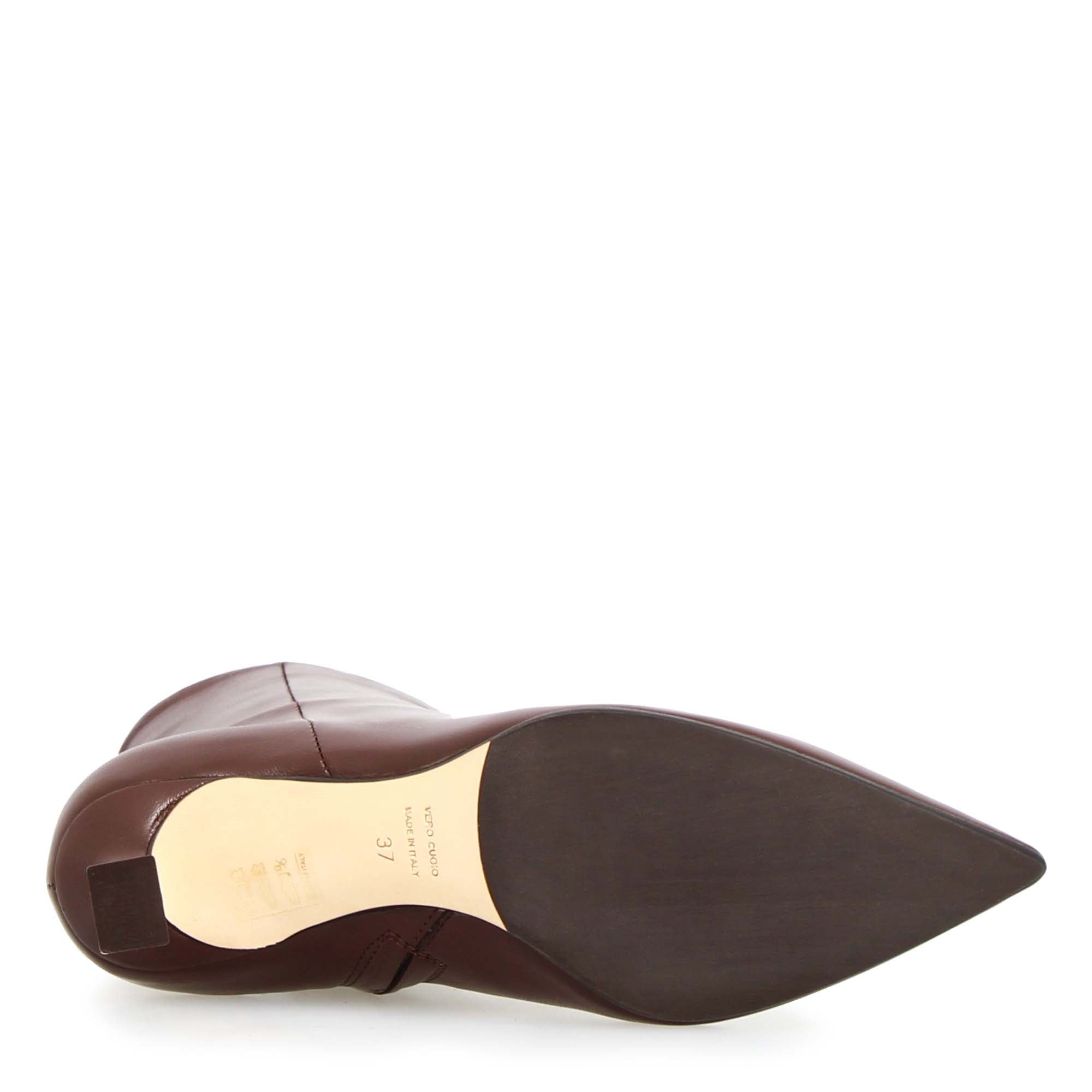 Leonardo Shoes Gioconda stivaletti pelle marrone tacco 5cm