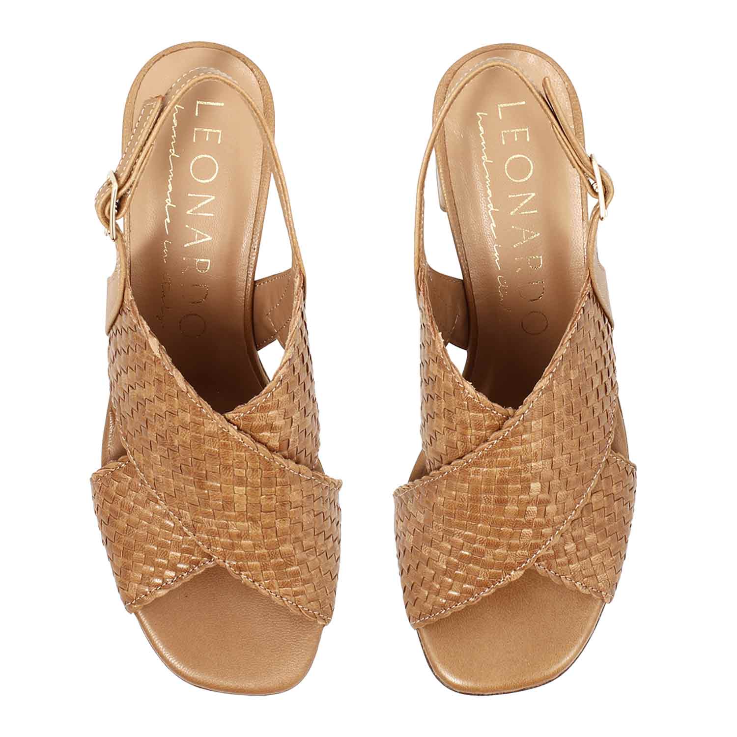 Leonardo Shoes Demetra Sandali Donna Marrone Tacco 5 cm