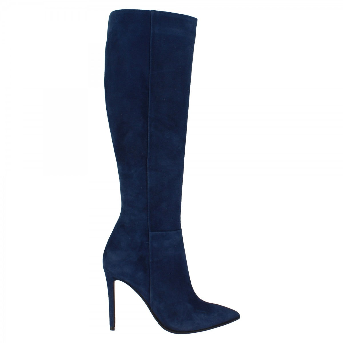 Leonardo Shoes Stivali Donna Ginocchio Camoscio Blu Tacco 12