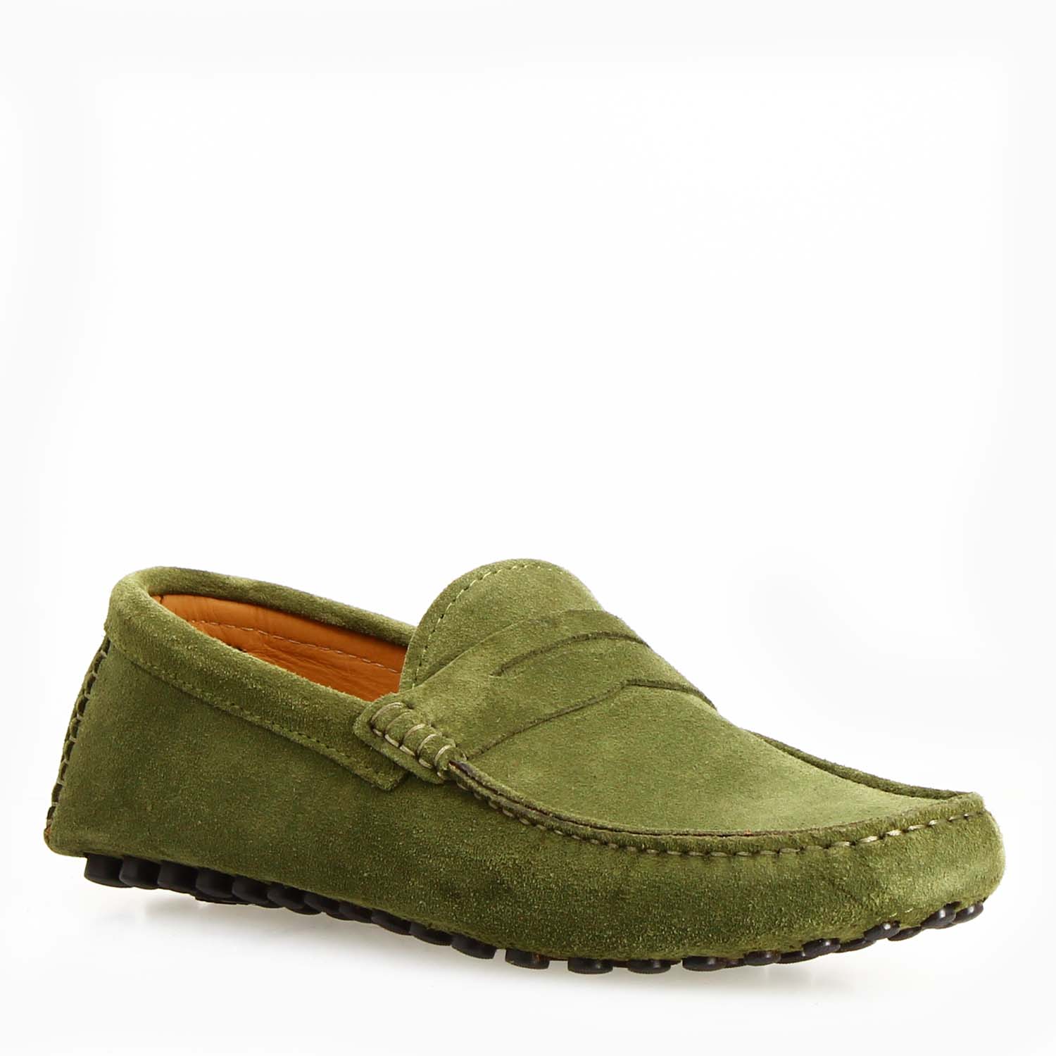 Leonardo Shoes Garda Verde Mocassino Uomo Camoscio