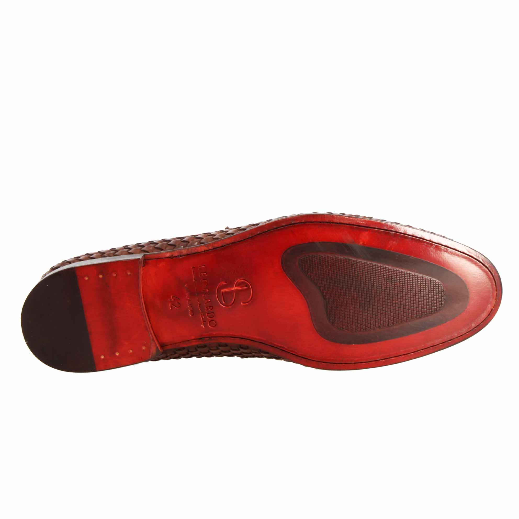 Leonardo Shoes Bellagio Marrone mocassini uomo pelle intrecciata