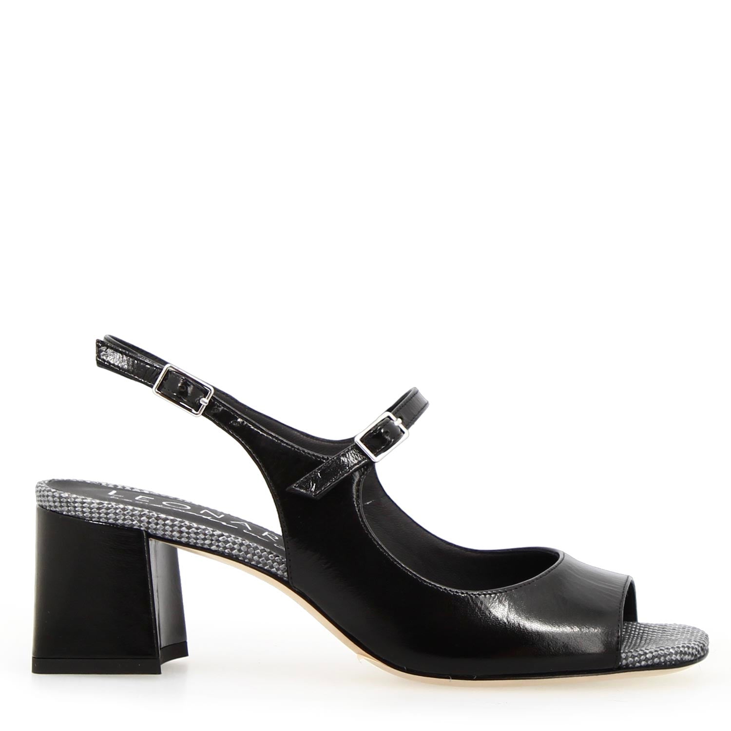 Leonardo Shoes Alba Sandalo Donna Vernice Nero 5,5