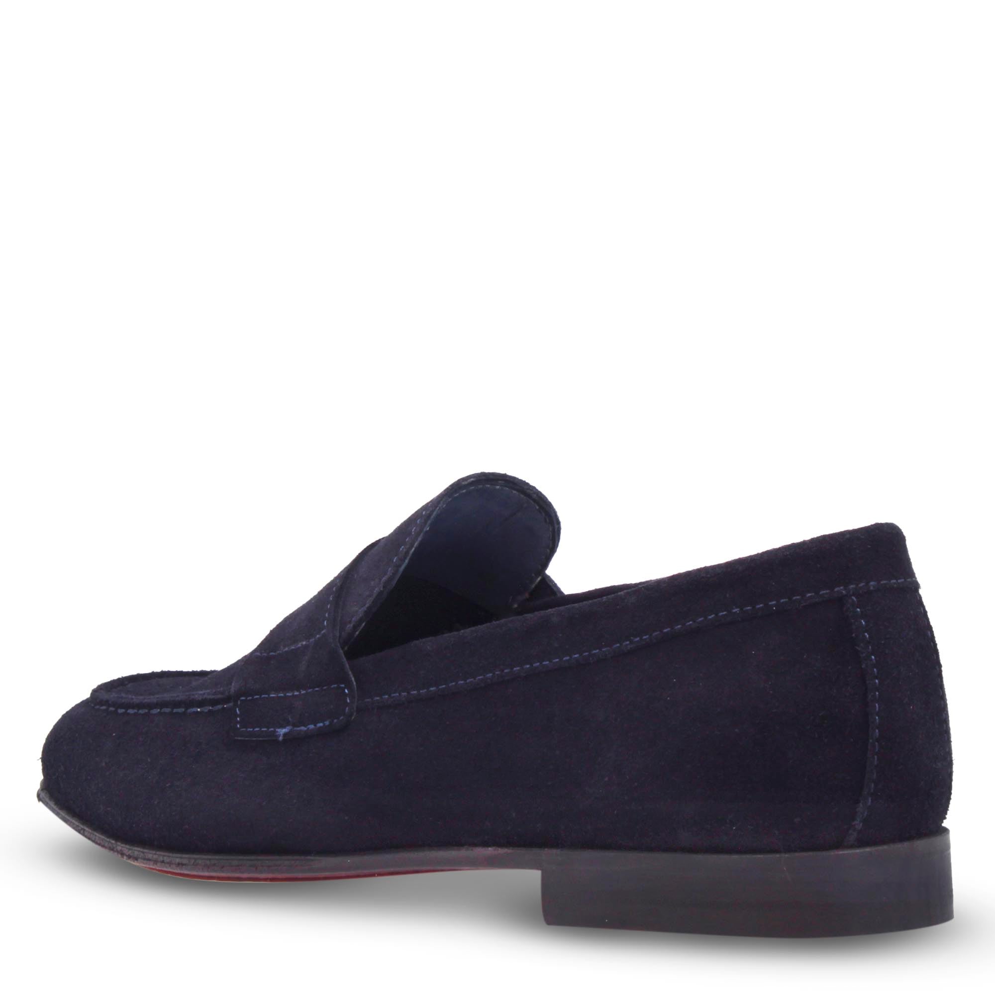 Leonardo Shoes Navona C mocassino uomo blu scamosciato