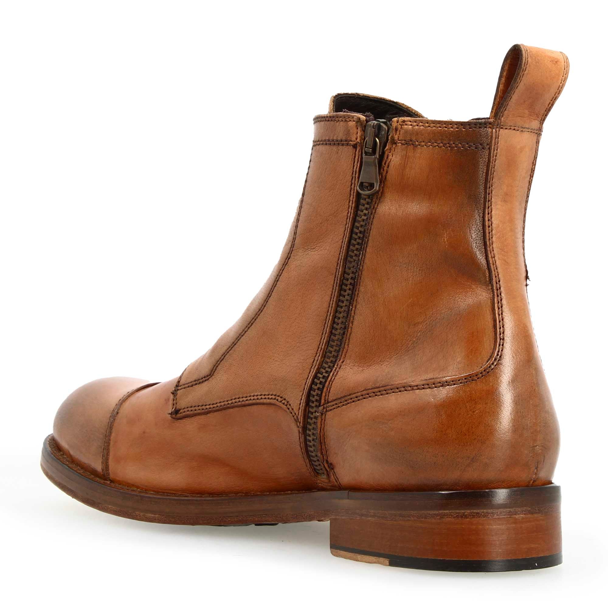 Leonardo Shoes Stivaletti Uomo Cap Toe stivaletto marrone pelle
