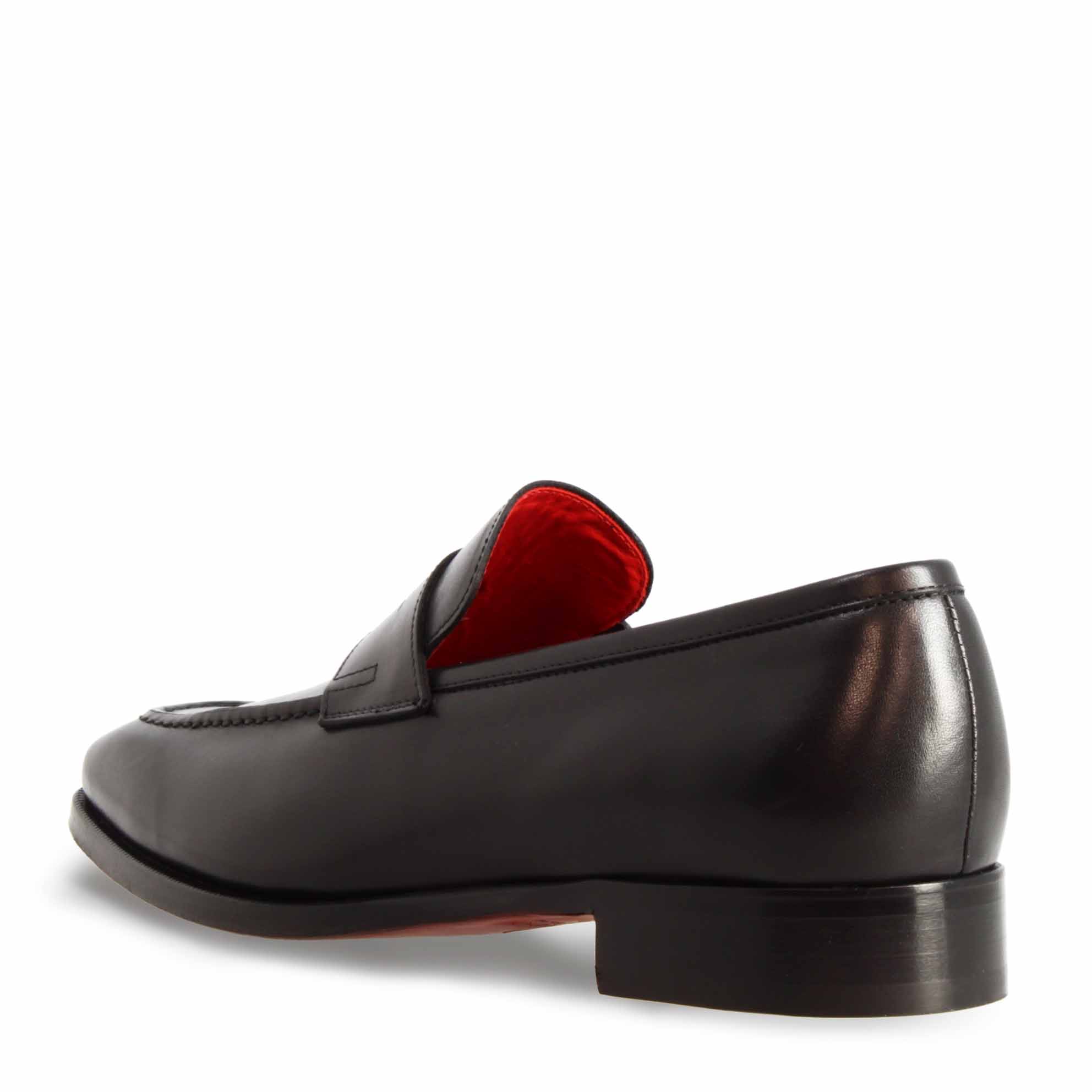 Leonardo Shoes Giotto Mocassini Uomo Nero Pelle Punta Quadrata