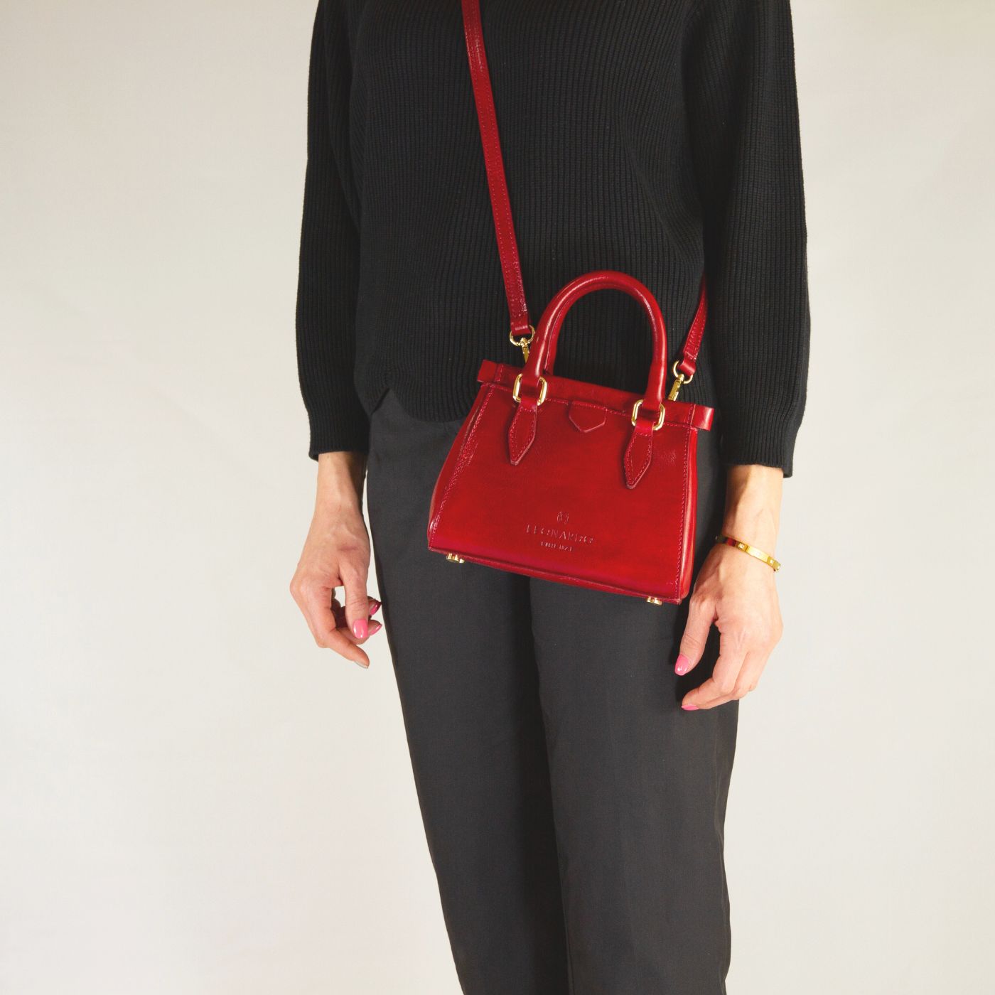 Leonardo Fiorenza borsetta pelle rosso tracolla 20 cm