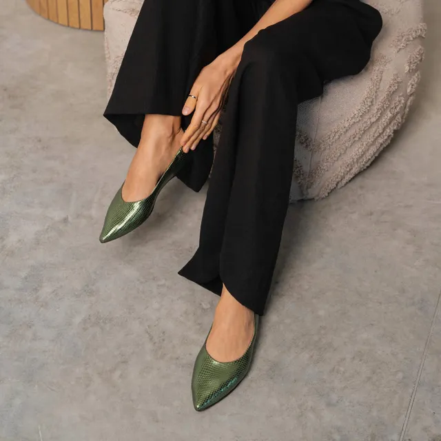Ton Goût Tinna ballerine donna military snake pelle
