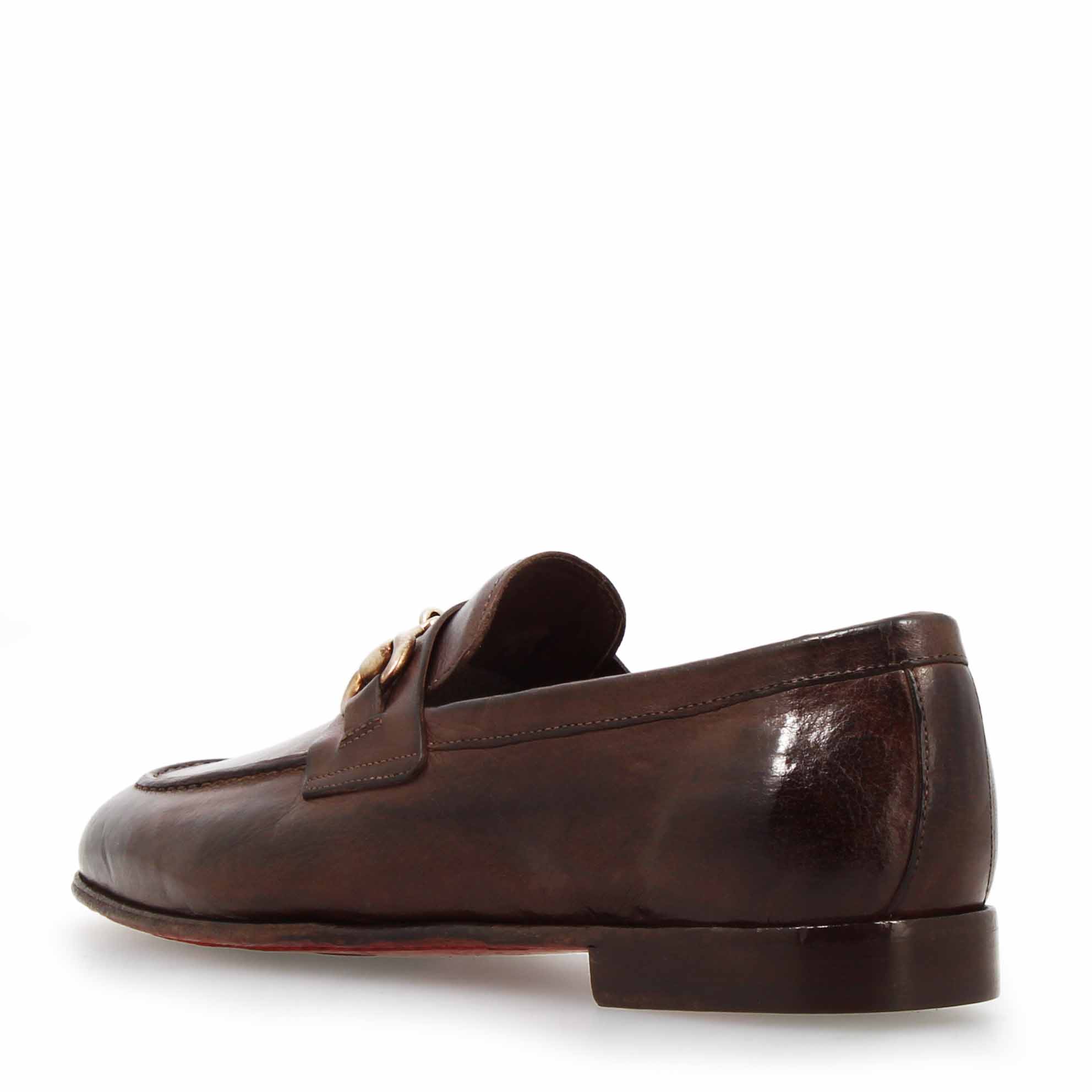 Leonardo Shoes Palatino mocassini uomo marrone scuro