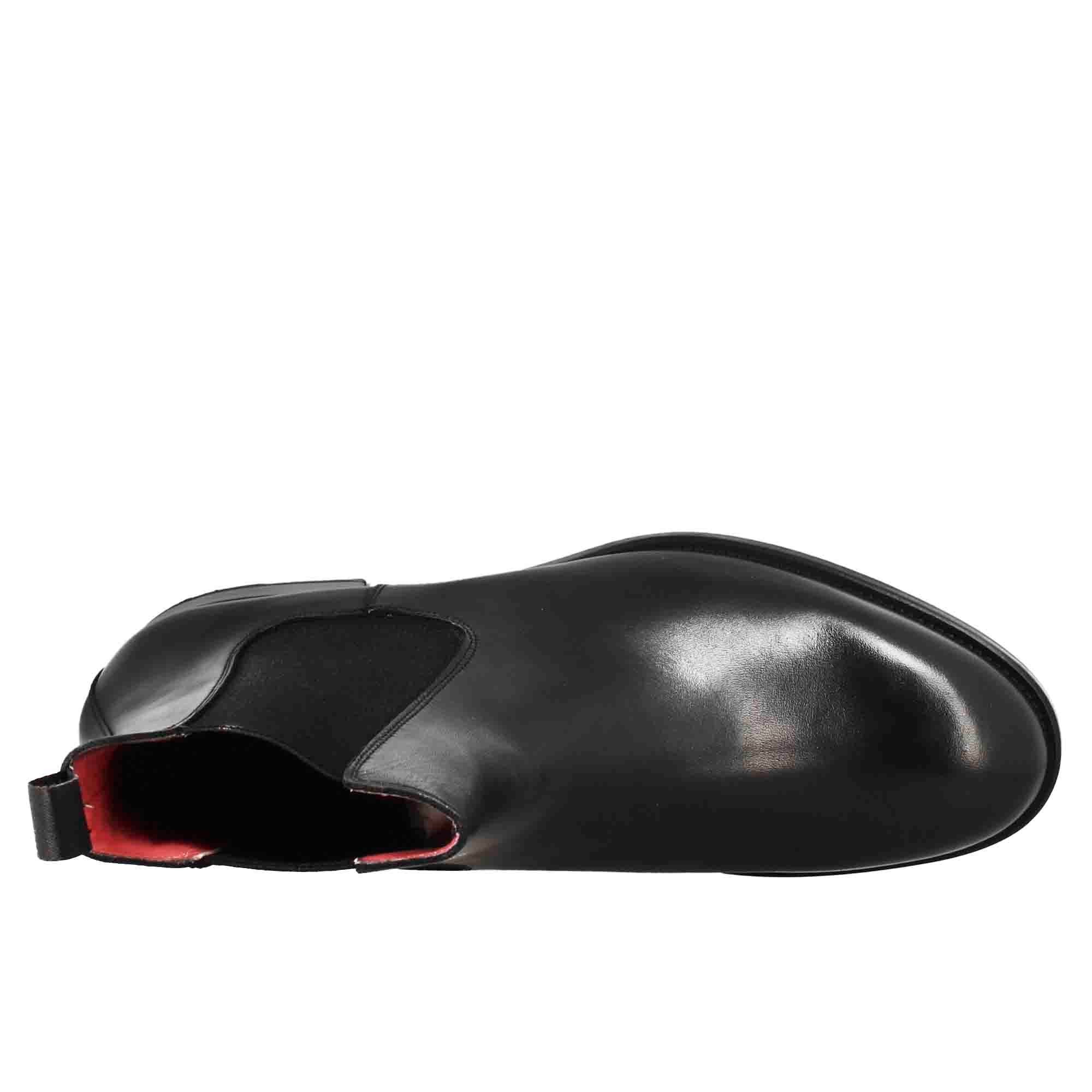 Leonardo Shoes Chelsea stivaletto uomo pelle nero elastico