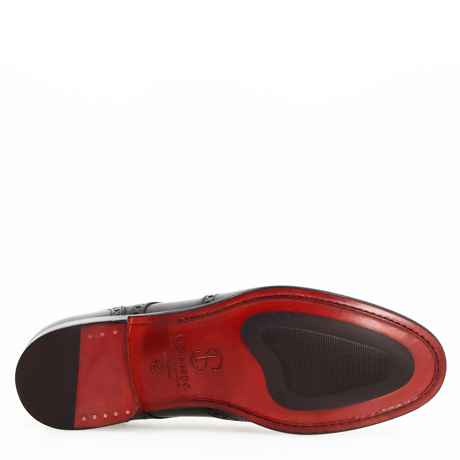 Leonardo Shoes Ottaviano derby uomo nero pelle brogue