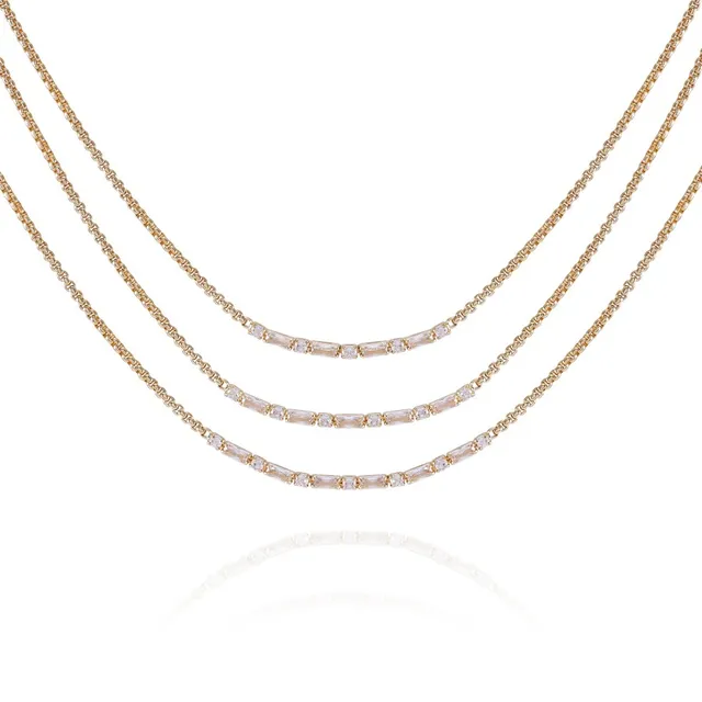 Vince Camuto collana multistrato oro cristallo 45 cm