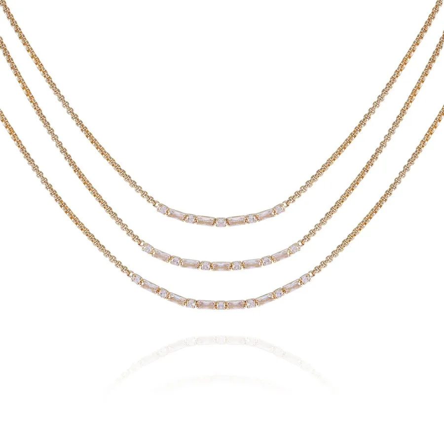 Vince Camuto collana multistrato oro cristallo 45 cm