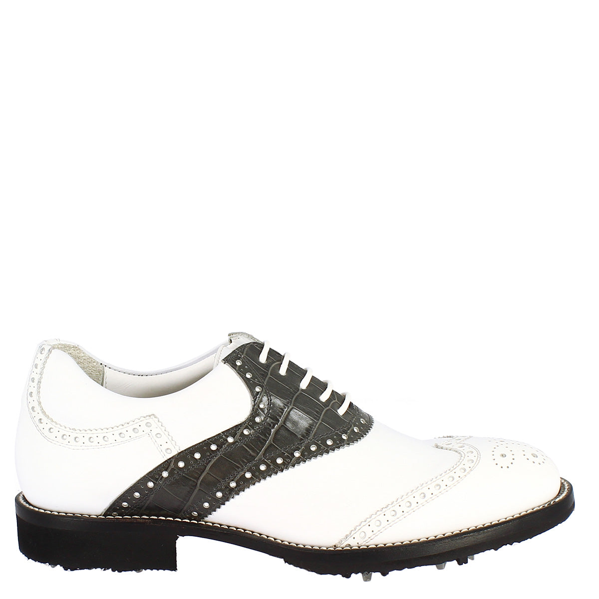 Leonardo Shoes Golf Calzature scarpe da golf grigio pelle bicolore