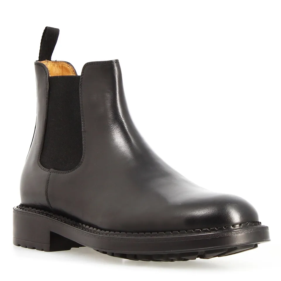 Leonardo Shoes Agusto Chelsea Uomo Pelle Nero