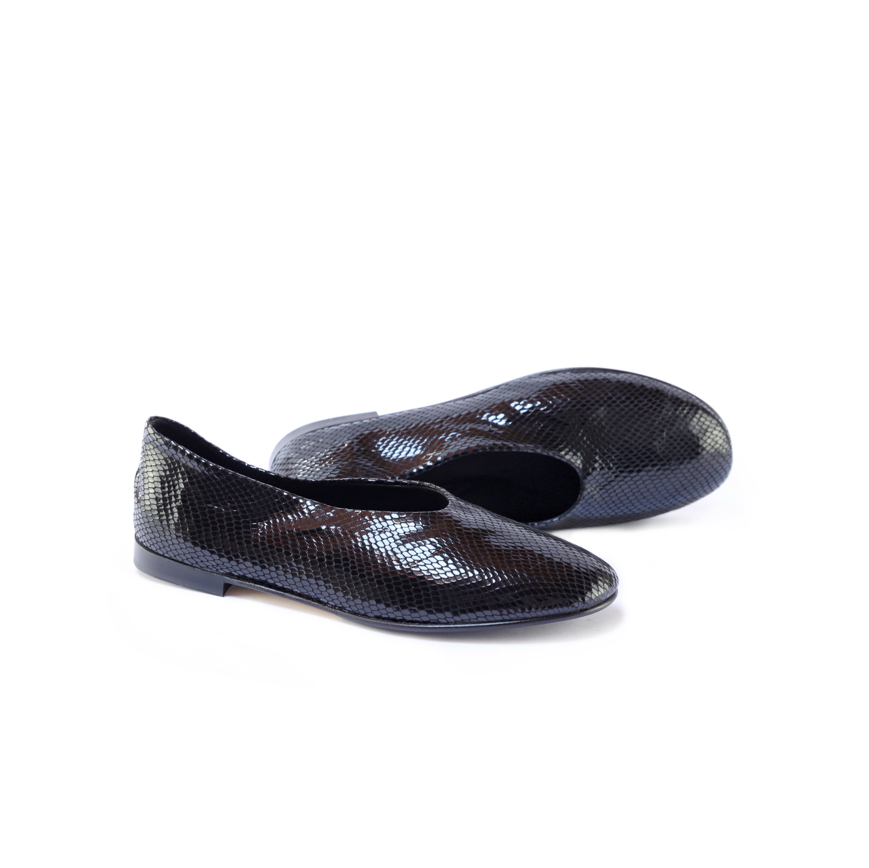 Ton Goût Lau ballerine nere 37 nappa serpente tacco 2cm
