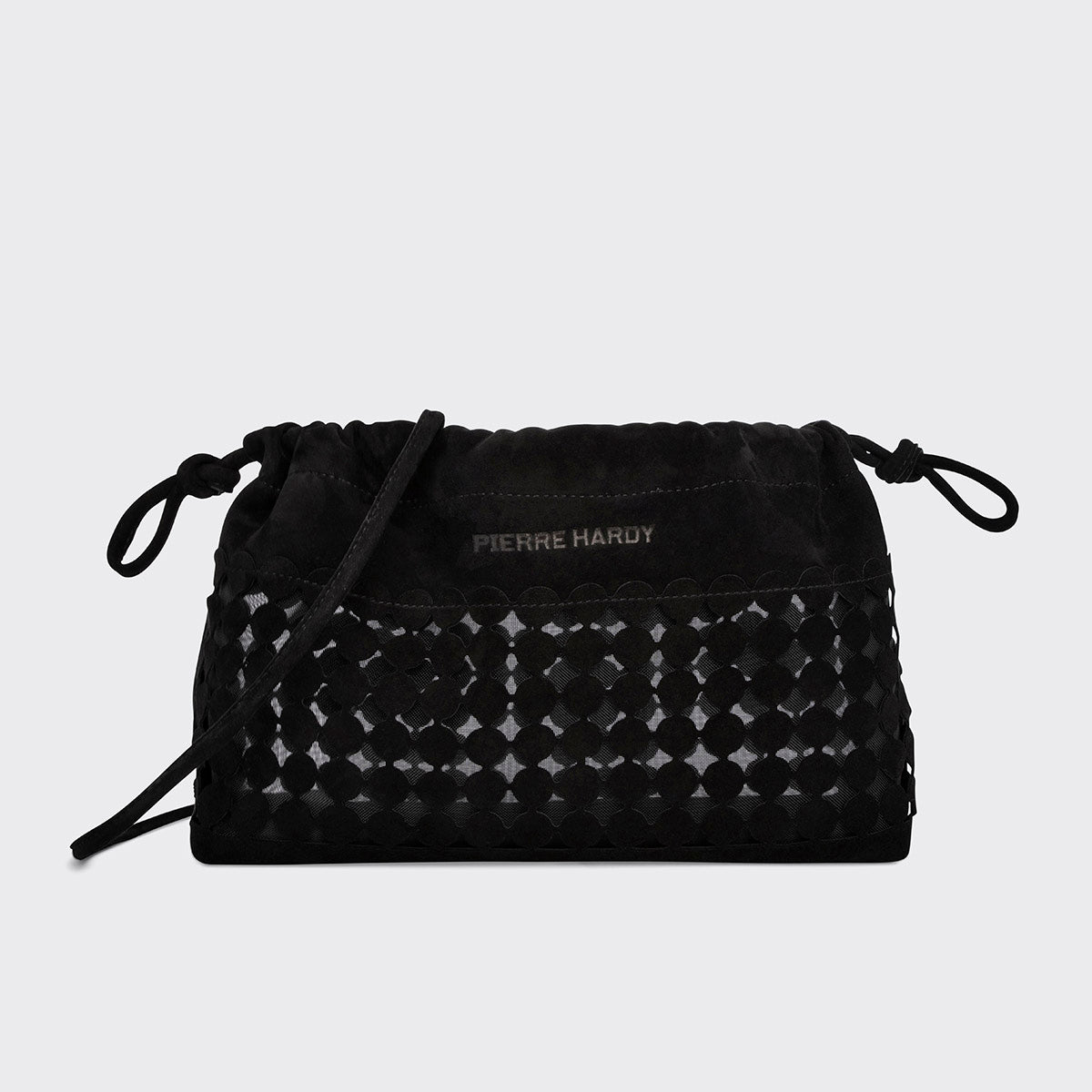 Pierre Hardy Twin Clutch Bulles borsa tracolla nera camoscio