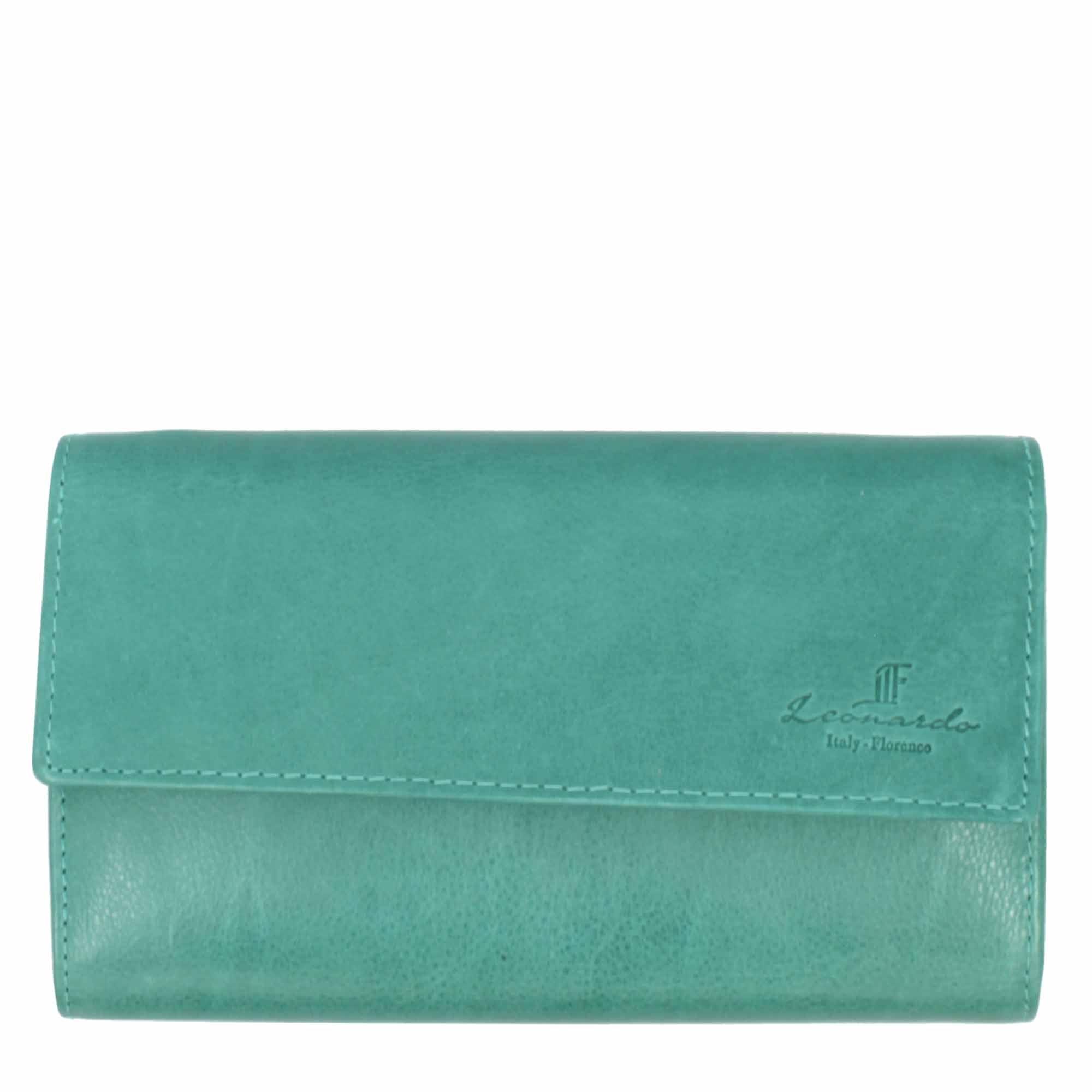 Leonardo Shoes portafoglio nappa turchese 19 cm