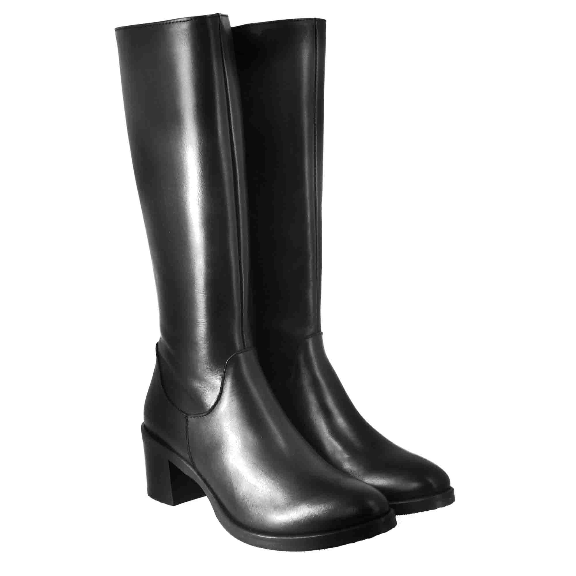 Leonardo Shoes Stivali Donna stivali nero pelle tacco 7 cm