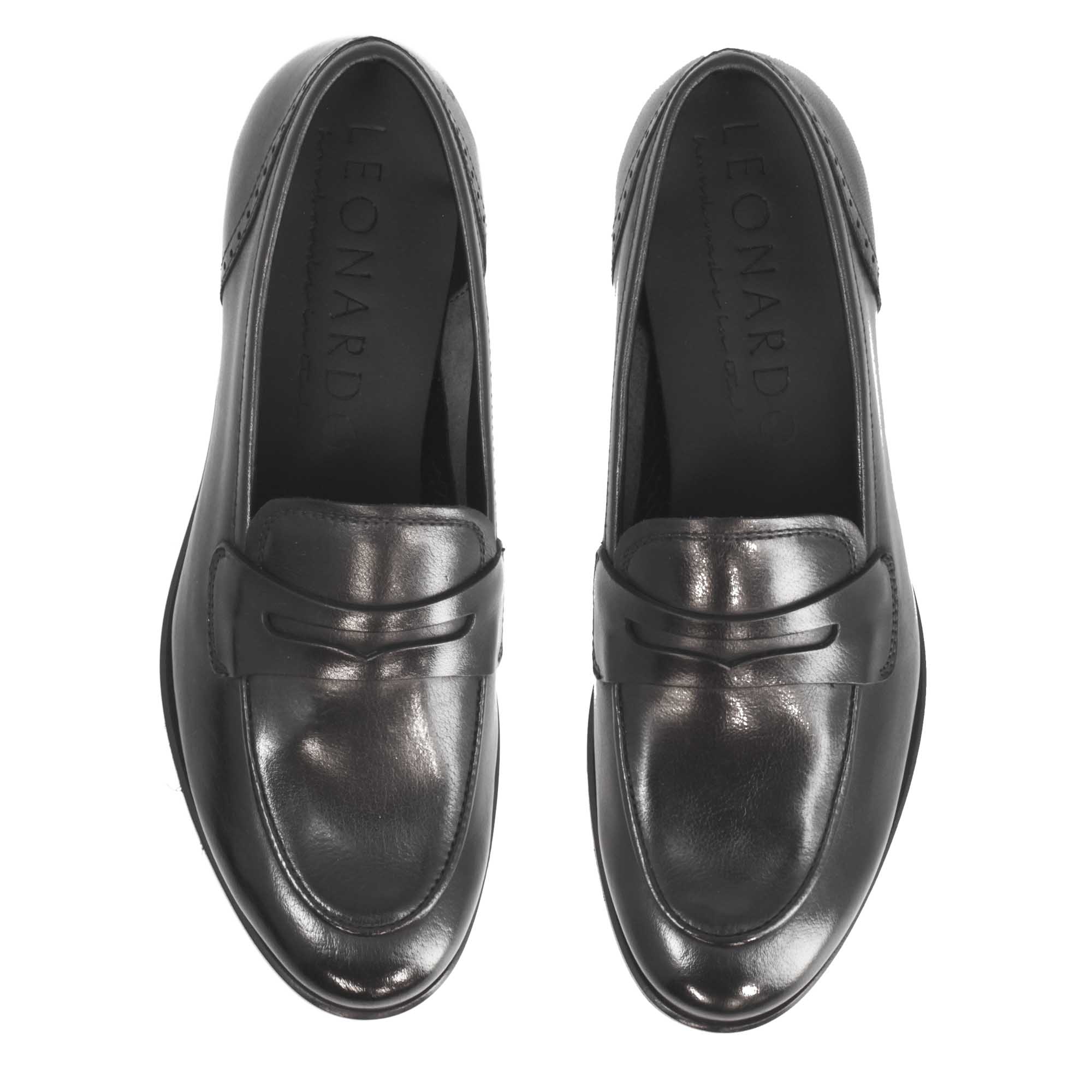 Leonardo Shoes Aurelia mocassini pelle nero