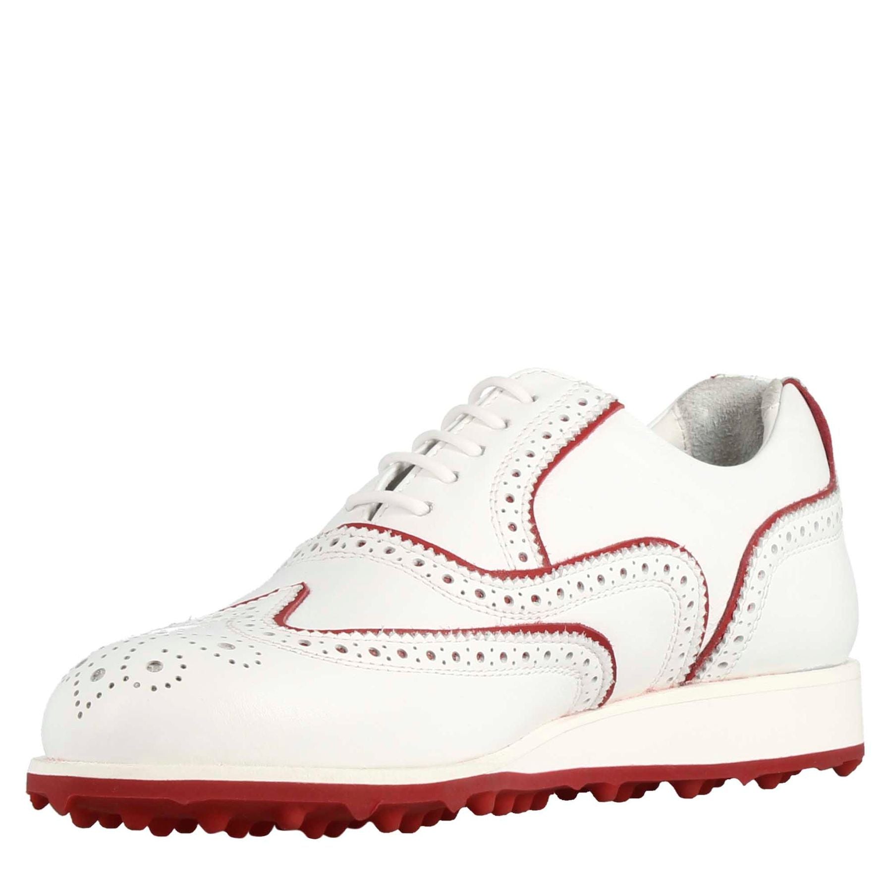 Leonardo Shoes Golf scarpe golf pelle bianco rosso