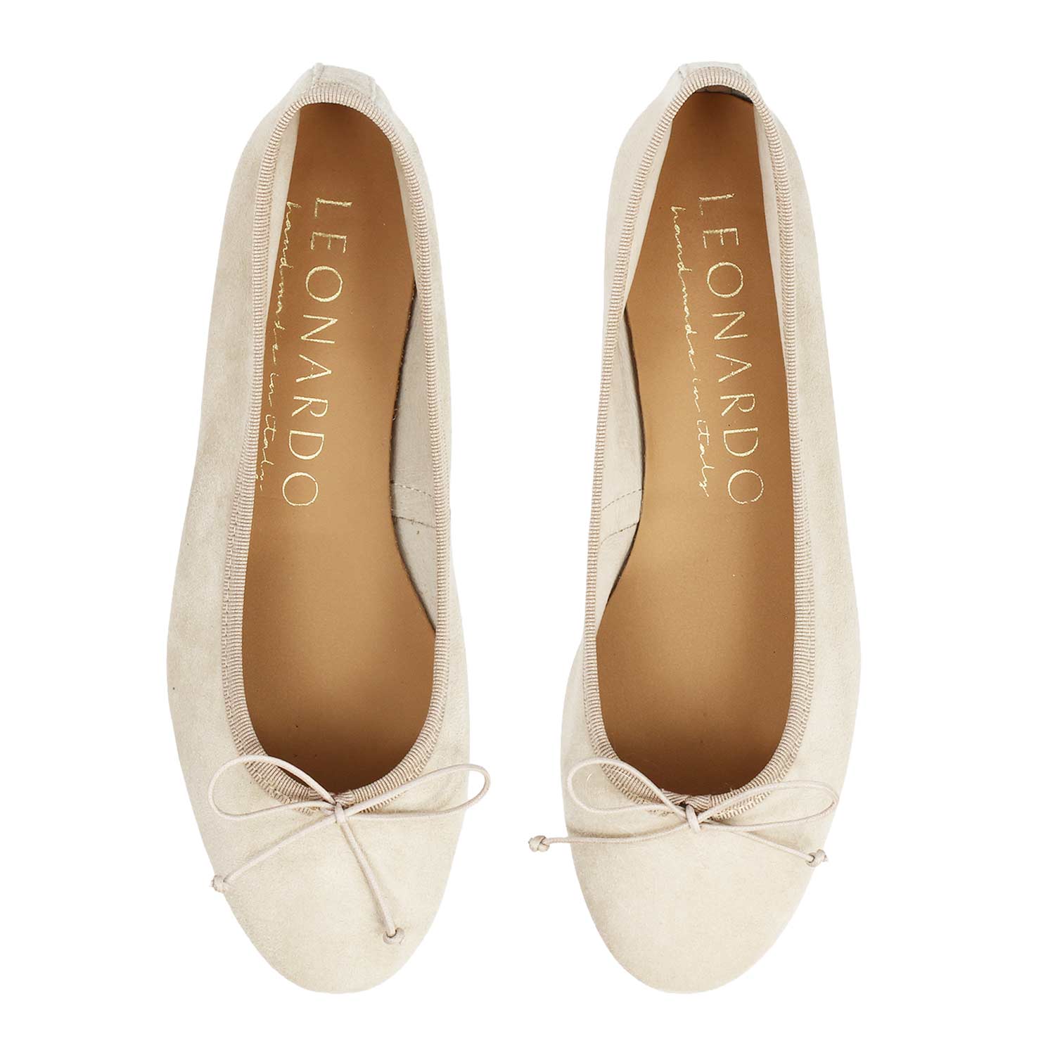 Leonardo Shoes Fiocco Beige ballerine donna camoscio sfoderate