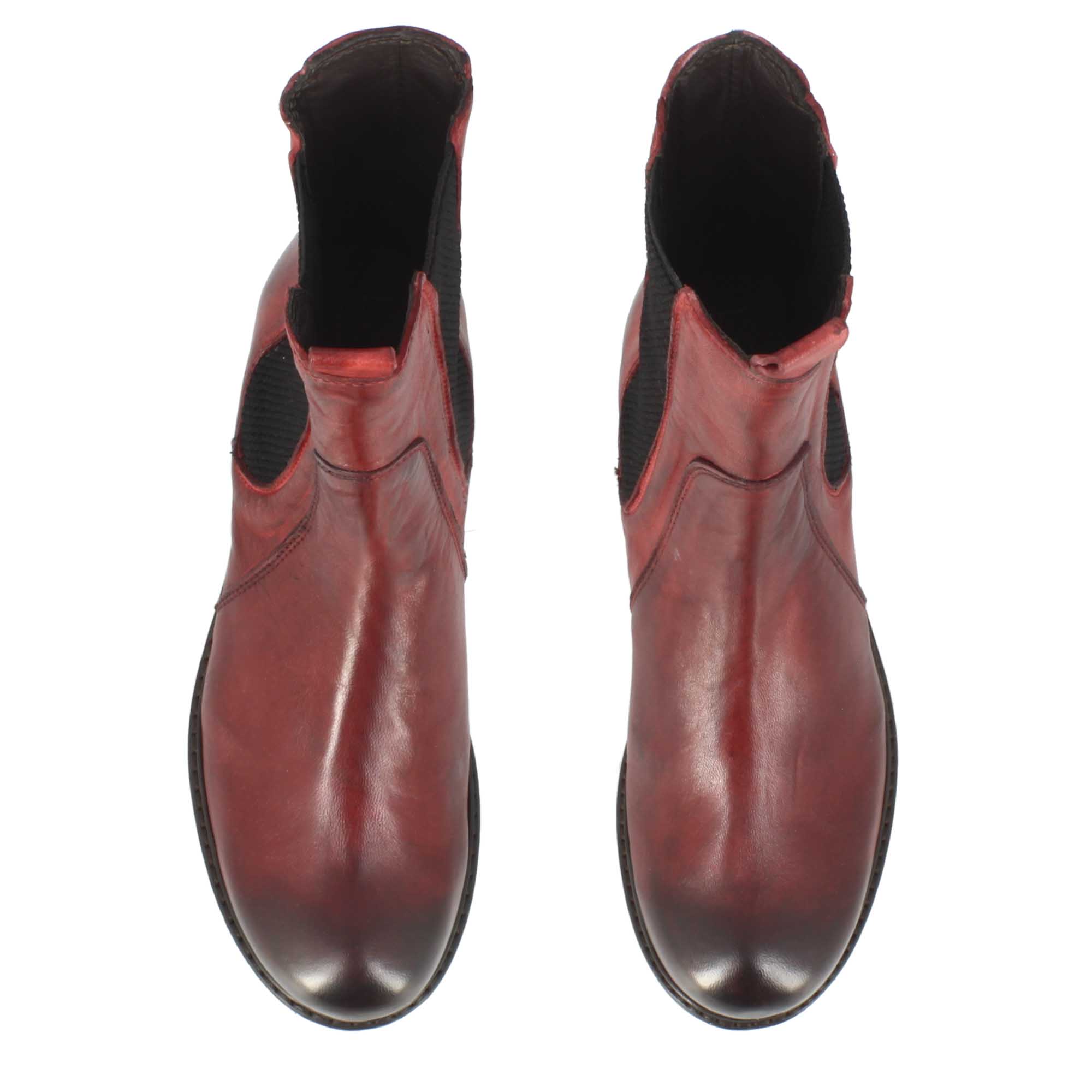 Leonardo Shoes BF-30 stivaletti donna pelle rosso vintage