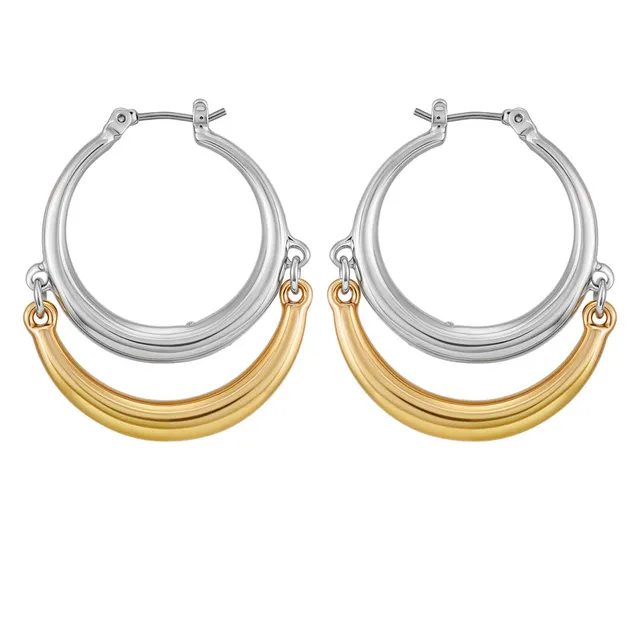 Vince Camuto Two Tone Orecchini Cerchio Argento Oro