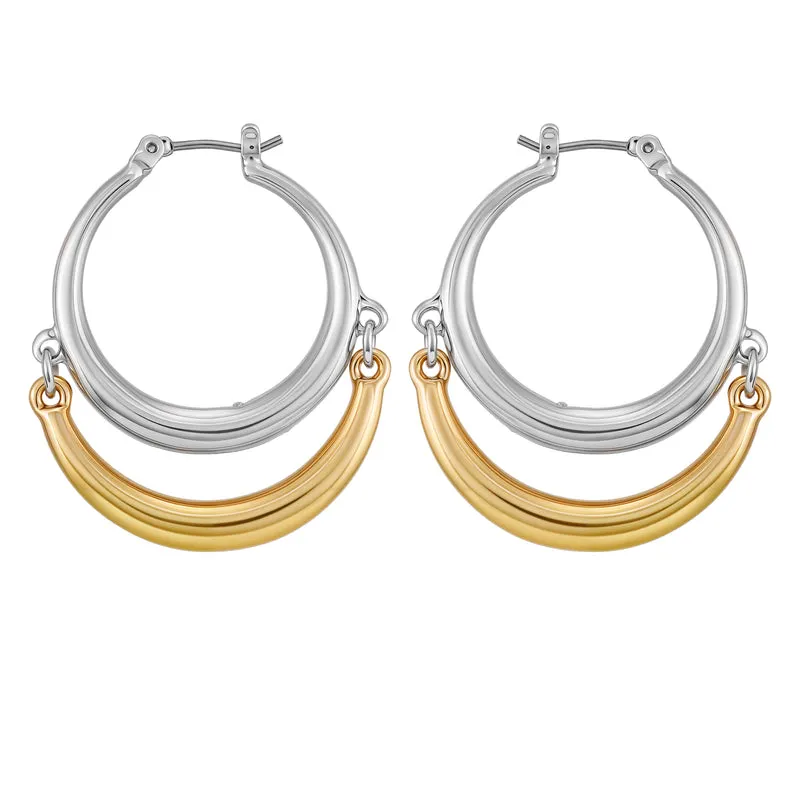 Vince Camuto Two Tone Orecchini Cerchio Argento Oro