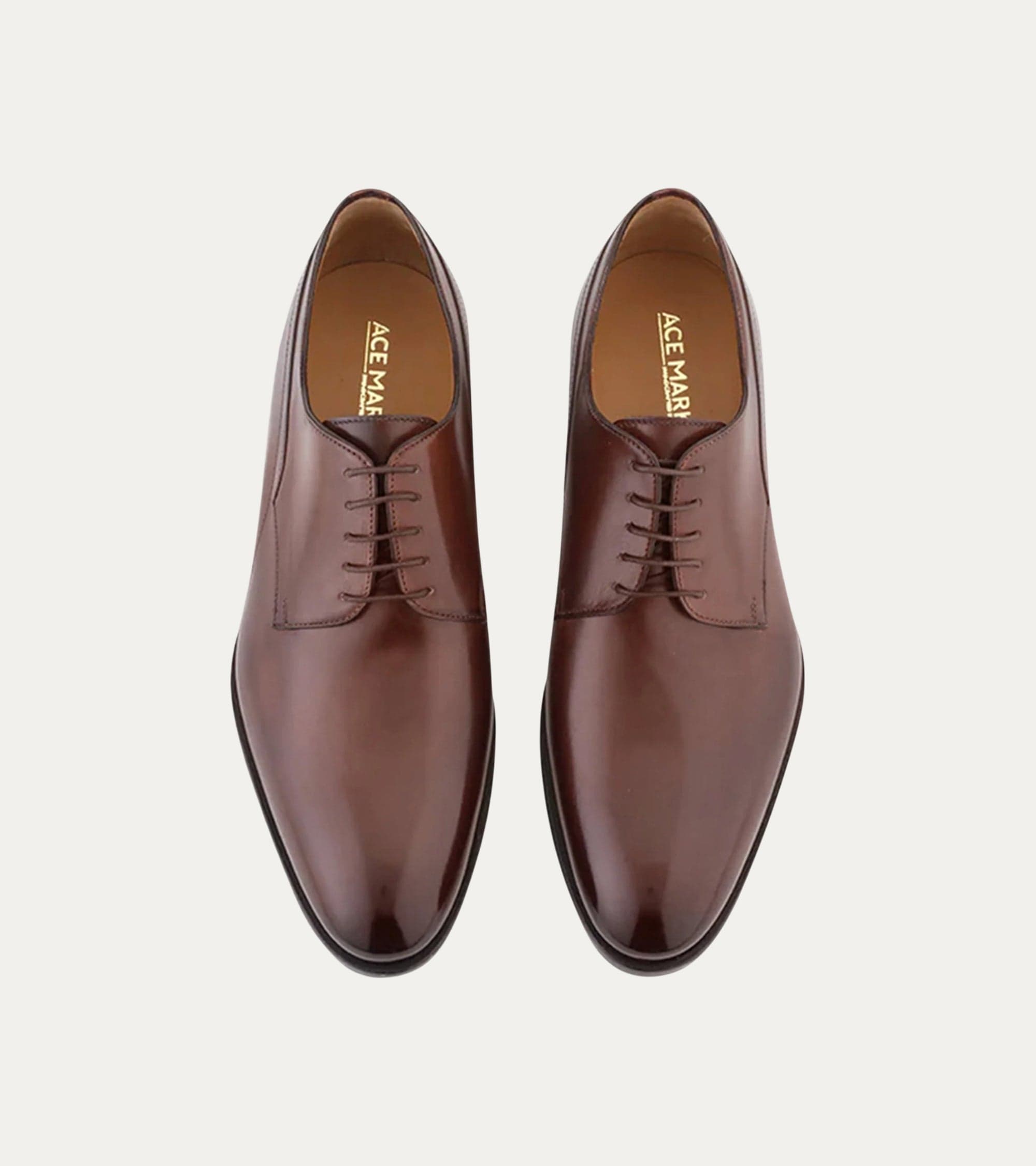 Ace Marks Louis derby uomo pelle marrone antique punta liscia