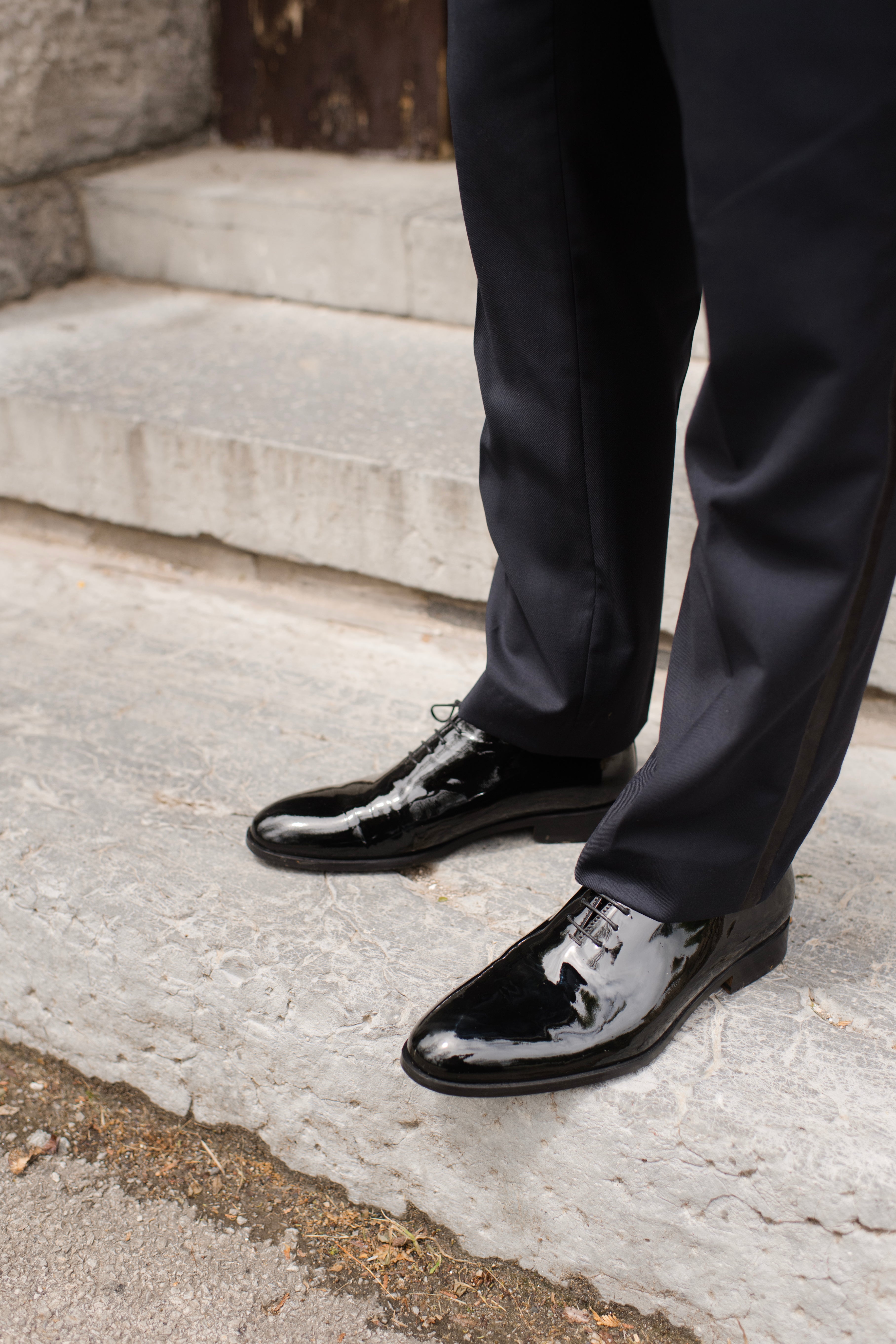 Ace Marks Carlo oxford uomo vernice nero wholecut cerimonia
