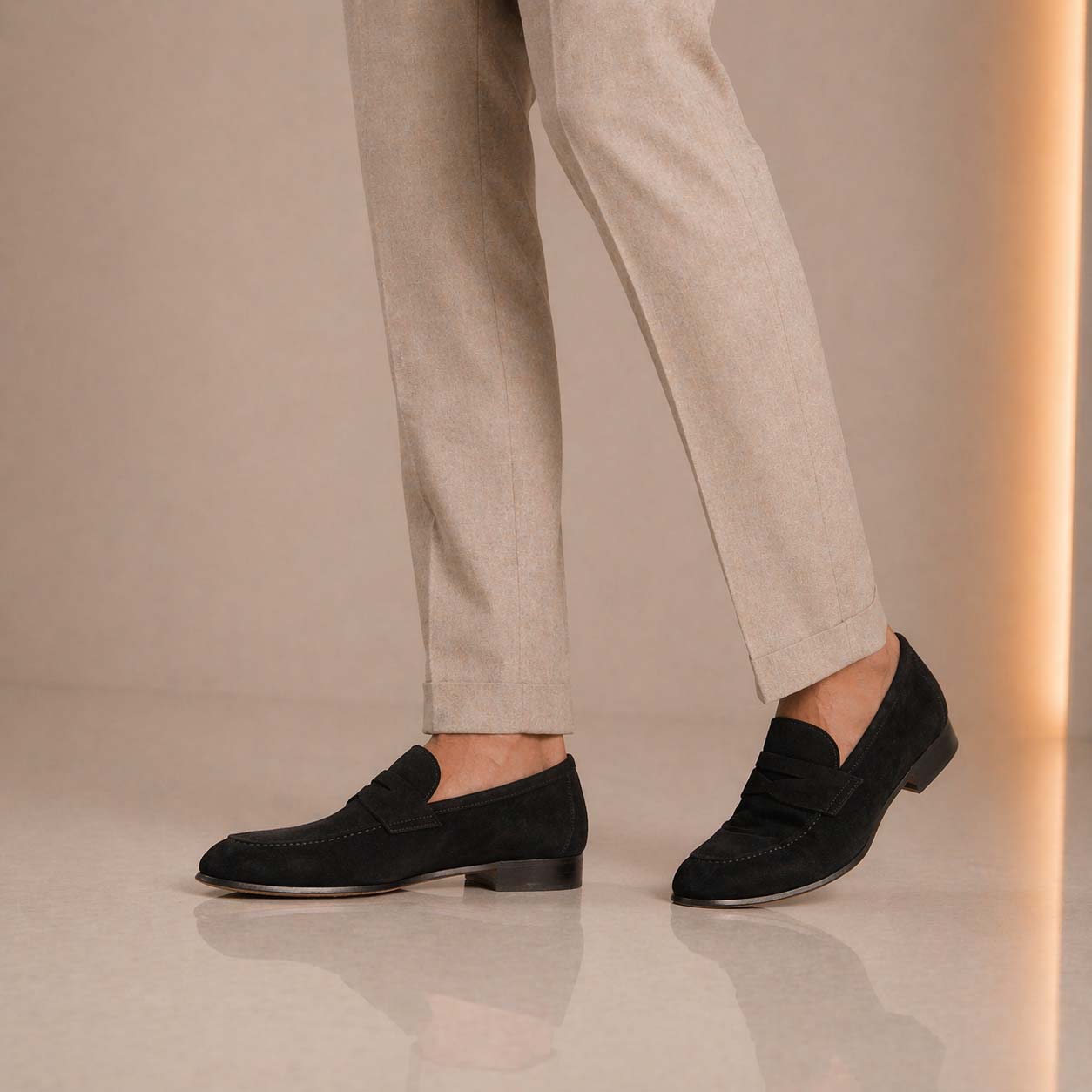 Leonardo Shoes Manfredo Mocassino Uomo Camoscio Nero