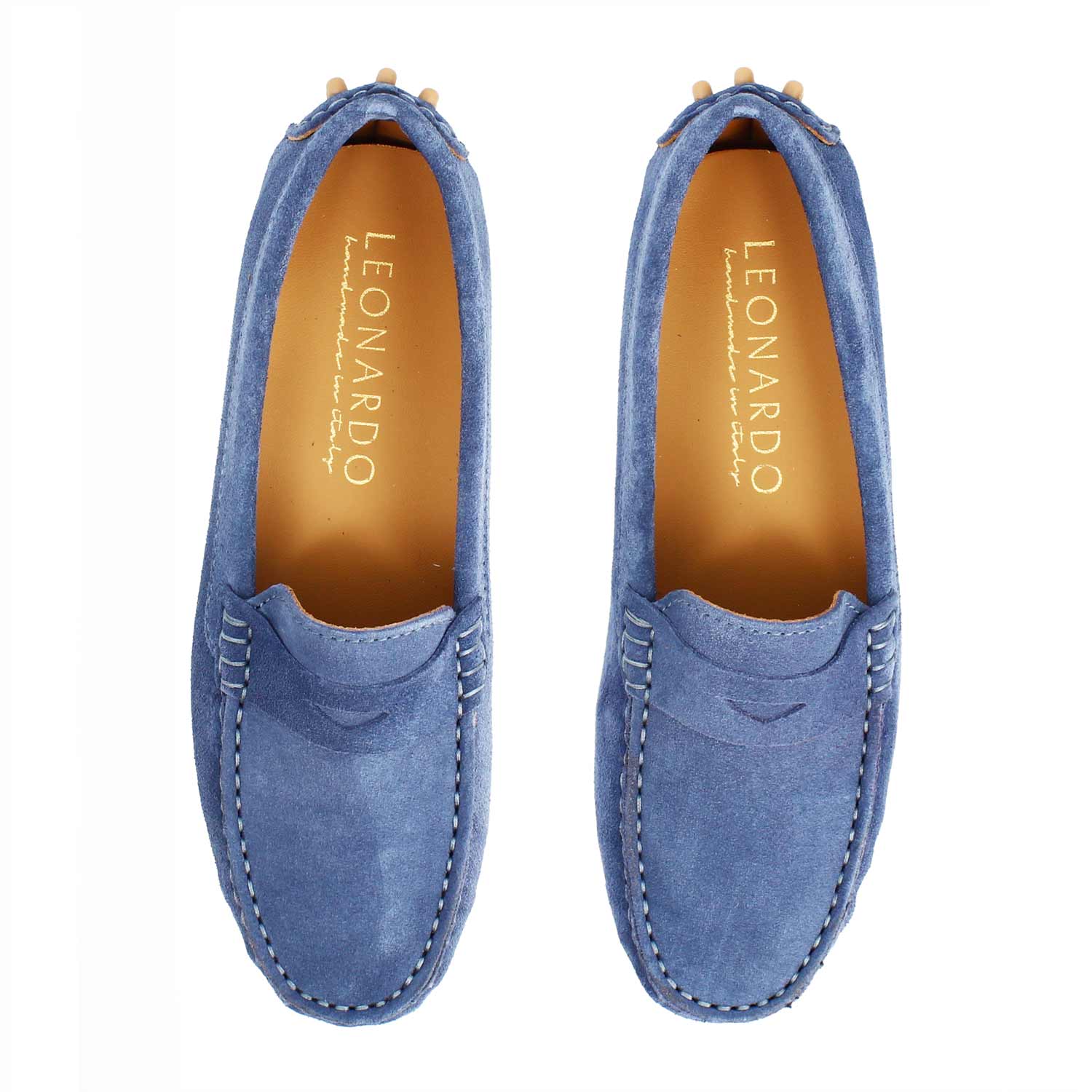 Leonardo Shoes Garda D. Mocassini Donna camoscio celeste