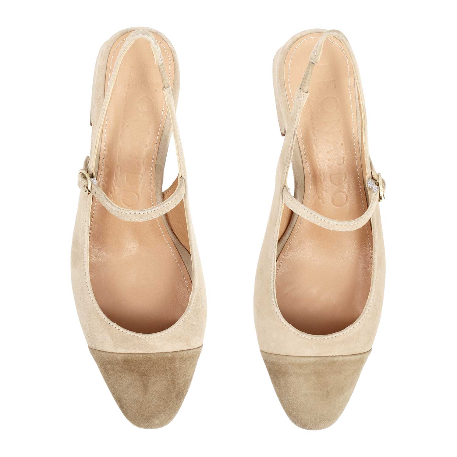 Leonardo Shoes Cornelia sandali donna beige camoscio tacco 3cm