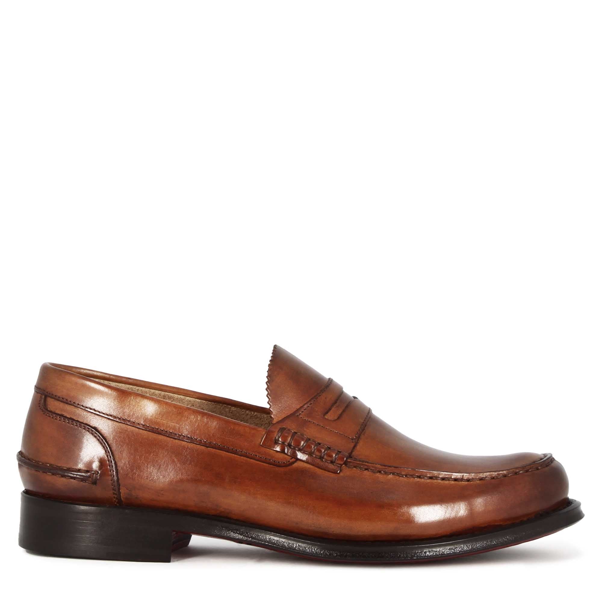 Leonardo Shoes Mocassini Uomo college pelle marrone