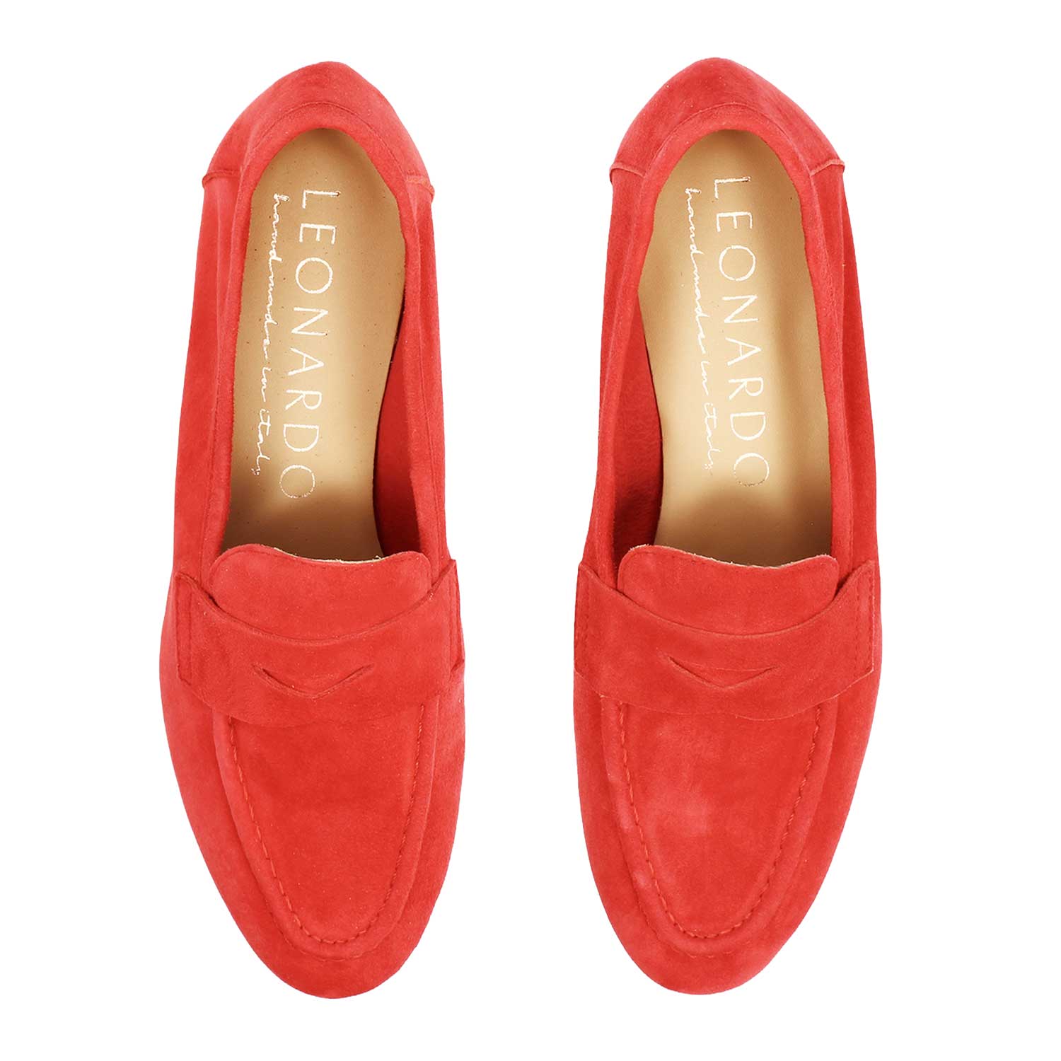 Leonardo Shoes Brenta Cam Rosso mocassini donna rosso camoscio
